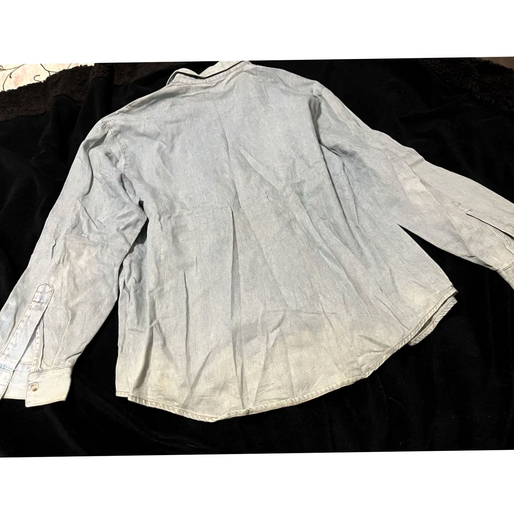 Denime Betty Boop Shirt Blue Solid Long Sleeve Women Size XL Denim Size XL / US 12-14 / IT 48-50 - 2 Thumbnail