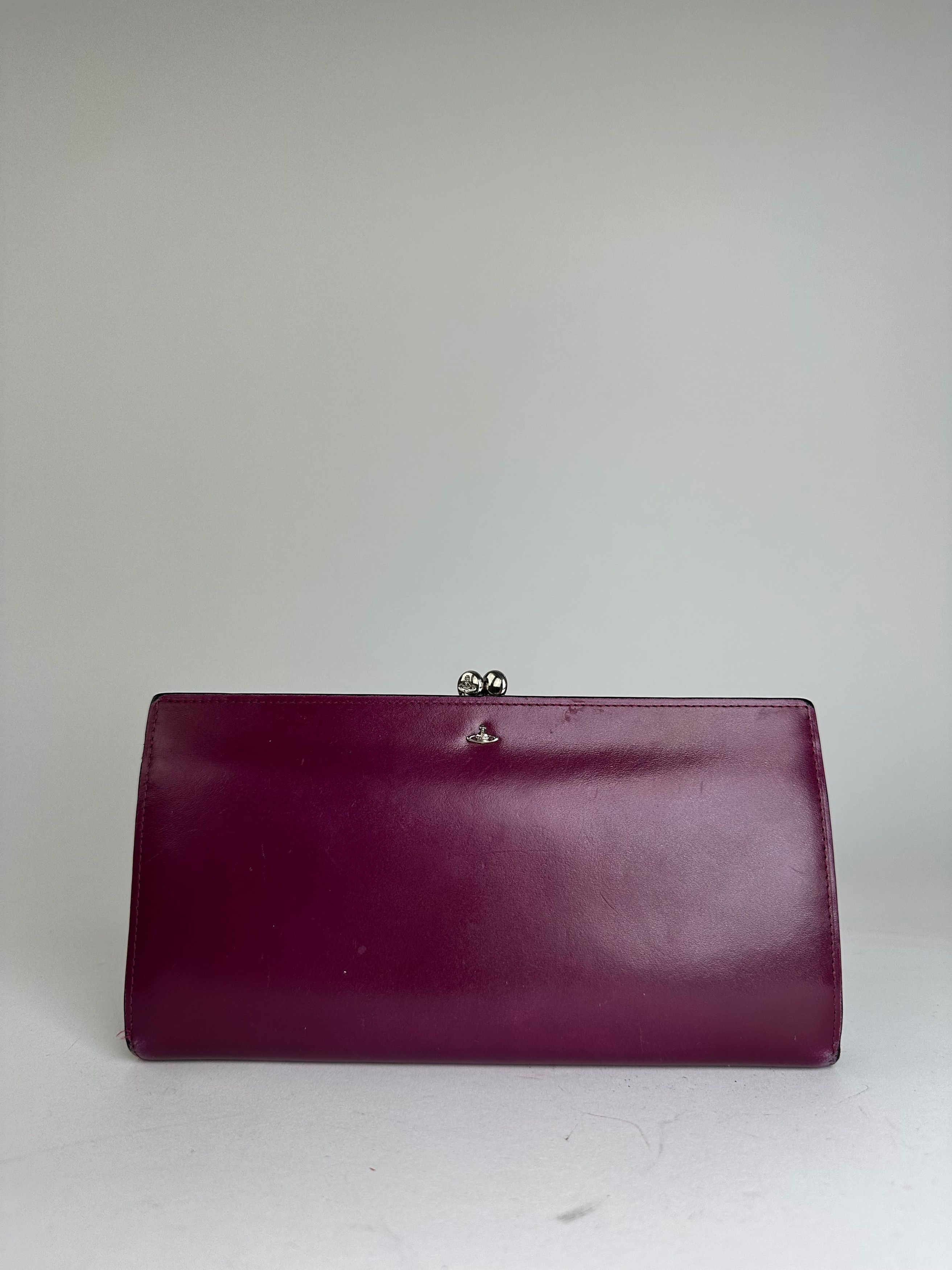 Vivienne Westwood Purple Leather Wallet with Silver-Tone Clasp Size ONE SIZE - 1 Thumbnail
