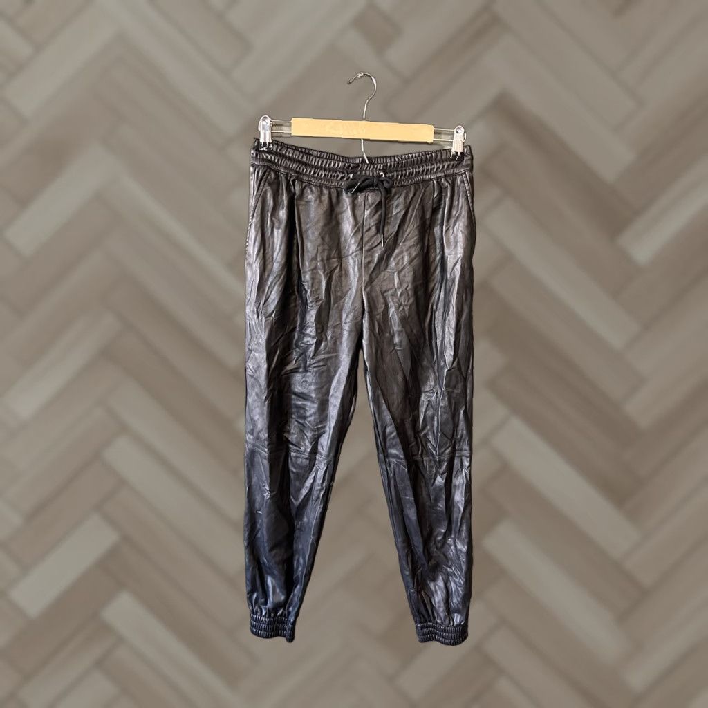 Zara Zara Womens Black Leather Jogger Pants Size Small Size 28" / US 6 / IT 42 - 1 Thumbnail
