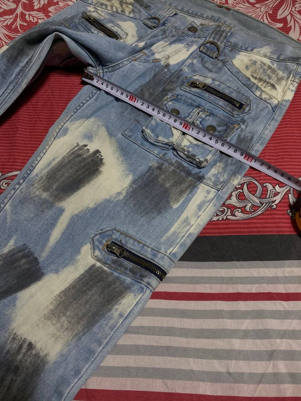 Japanese Brand Crazy Crash Dirty Baggy Faded Jean Japan Avant Garde Style Size US 34 / EU 50 - 8 Thumbnail