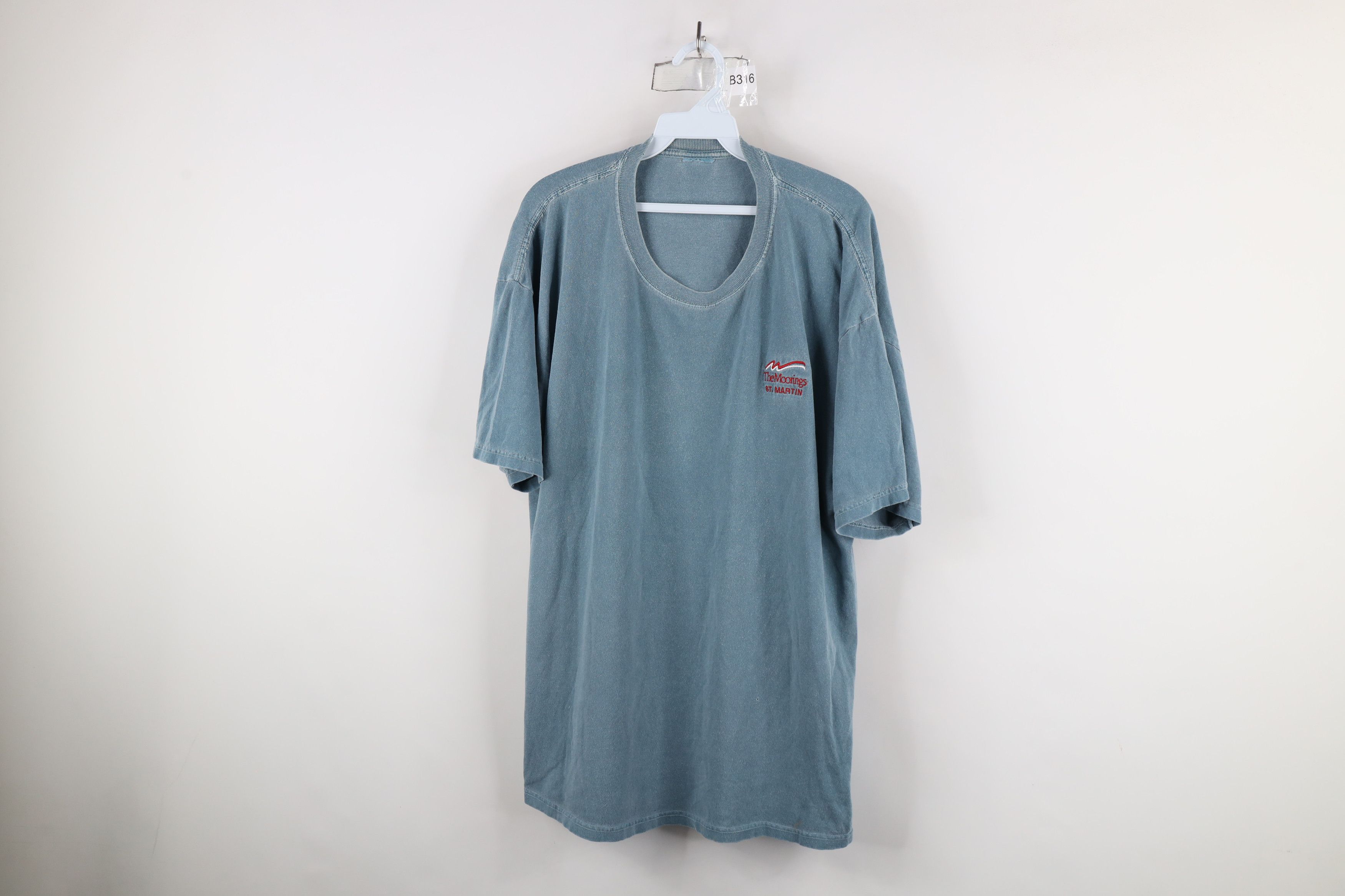 Vintage Vintage 90s Streetwear The Moorings St Martin T-Shirt Teal Size US XXL / EU 58 / 5 - 1 Thumbnail