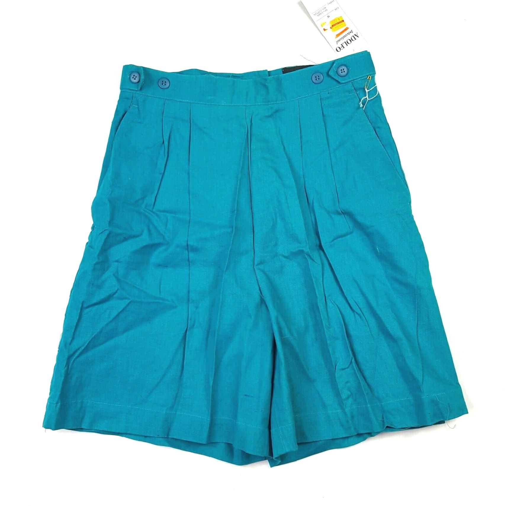 Vintage VTG Adolfo Golf Teal Pleated Women's Size 10 Retro Chino Tennis Outdoor Shorts Size 29" - 2 Thumbnail