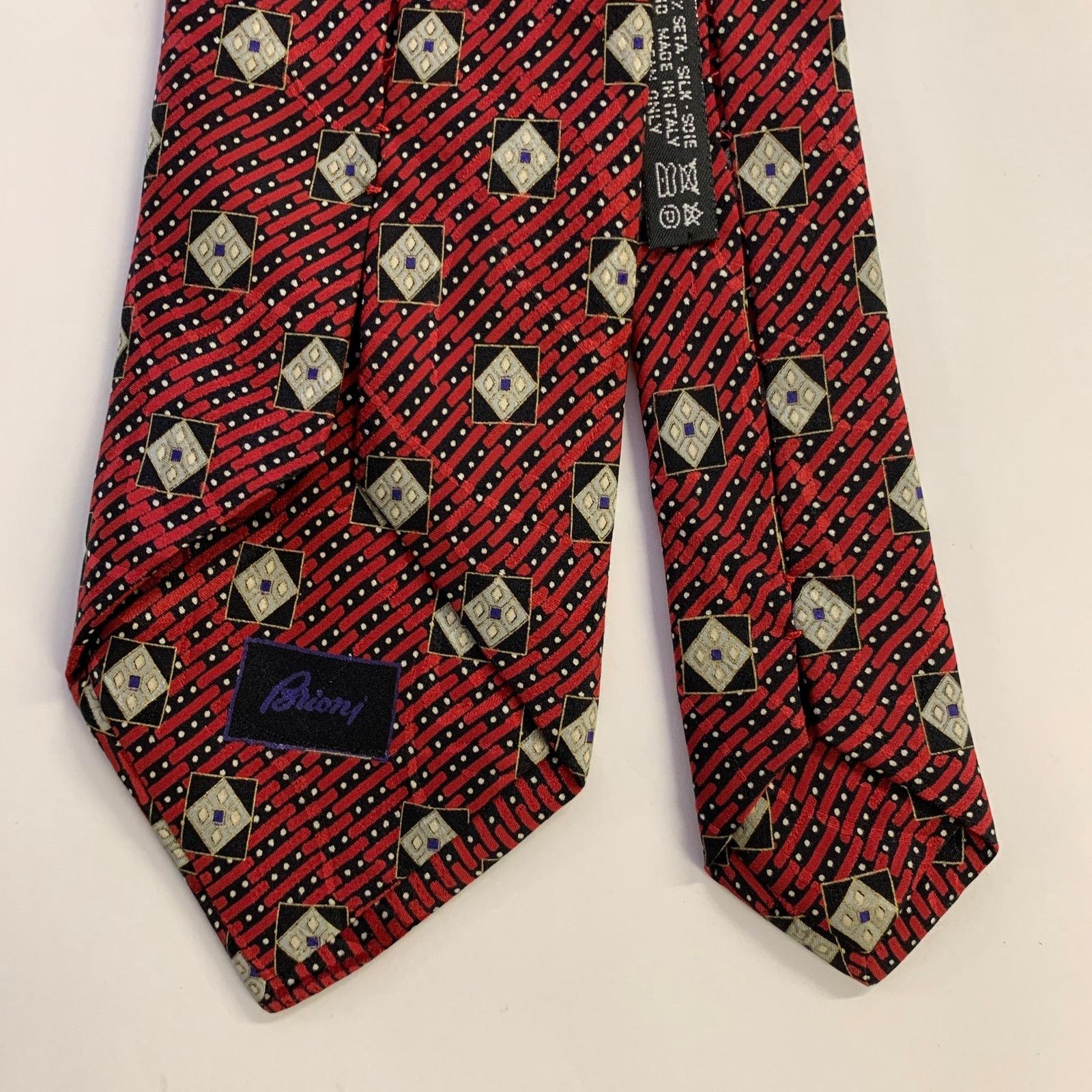 Brioni BRIONI Red Black Geometric Silk Tie Size ONE SIZE - 2 Thumbnail