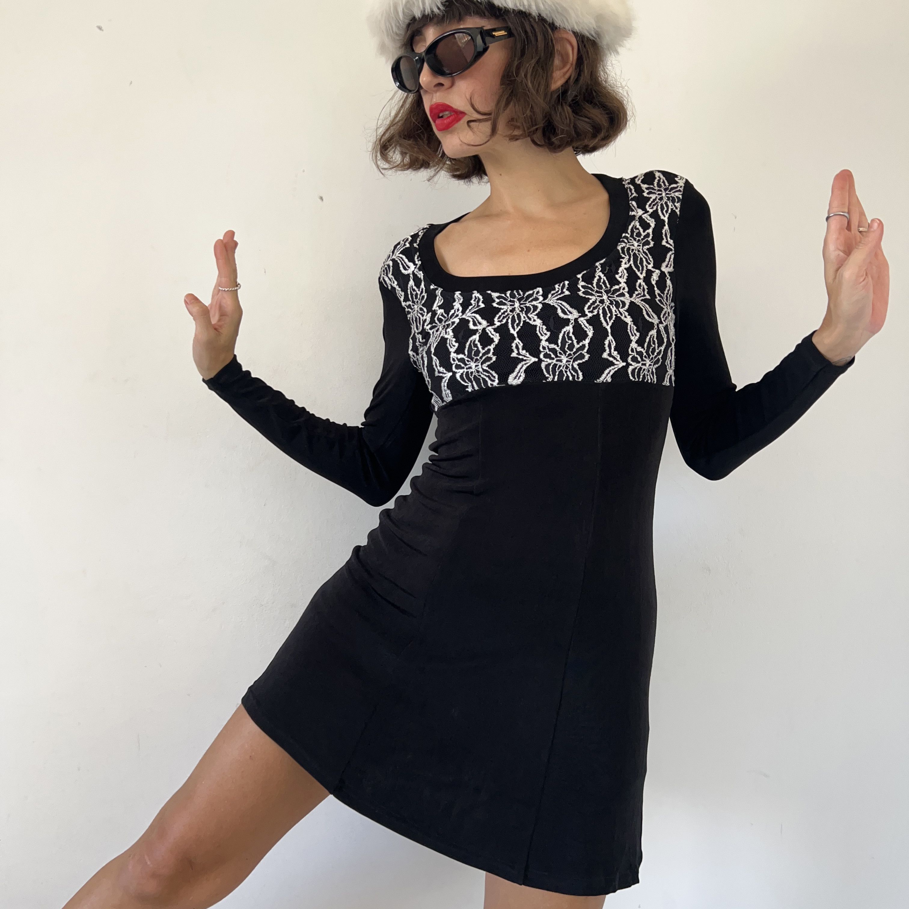 Vintage Vintage Grunge 90s Black Mini Dress Size XS / US 0-2 / IT 36-38 - 5 Thumbnail
