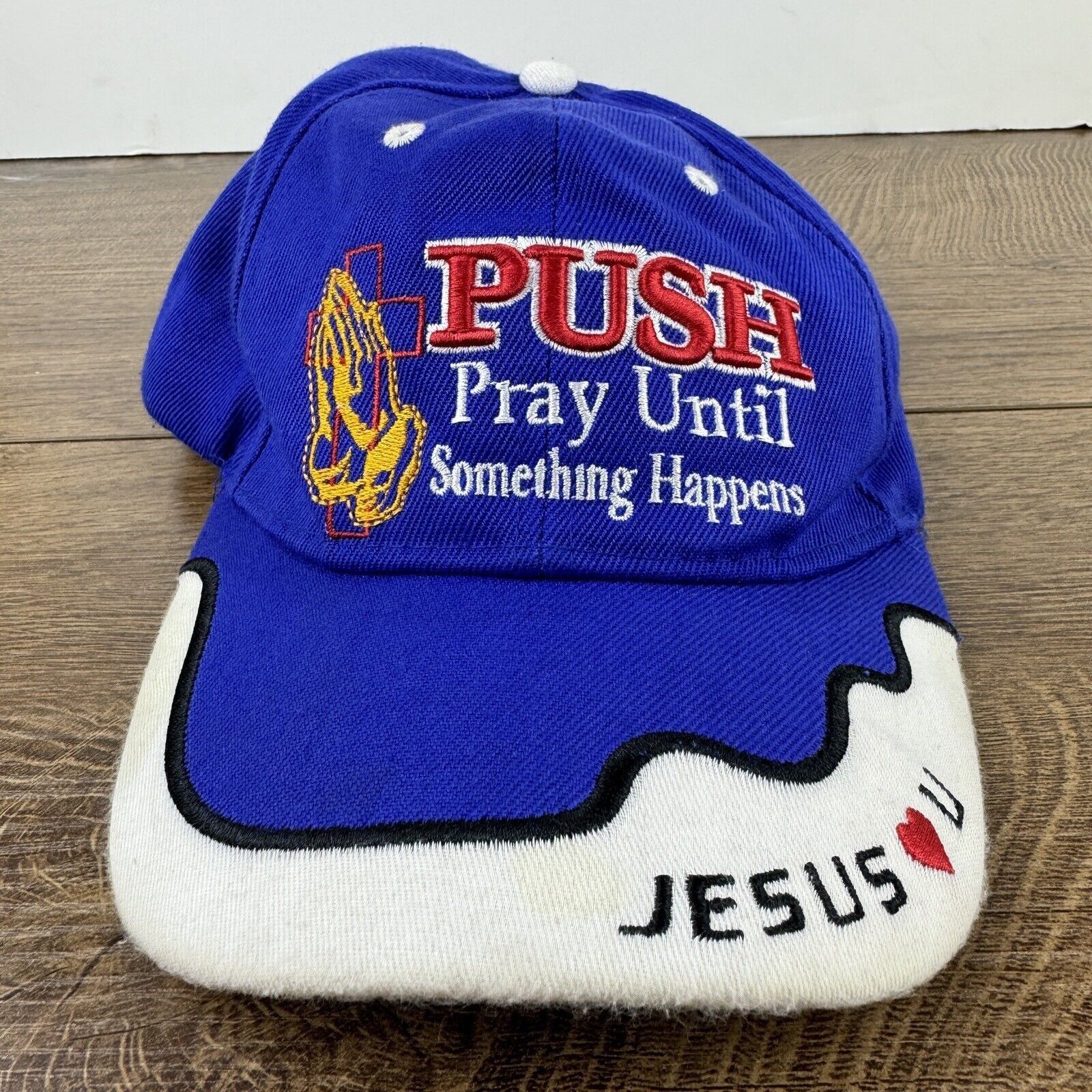 Other PUSH Hat Pray Until Something Happens Blue Hat Adjustable Je Size ONE SIZE - 2 Thumbnail