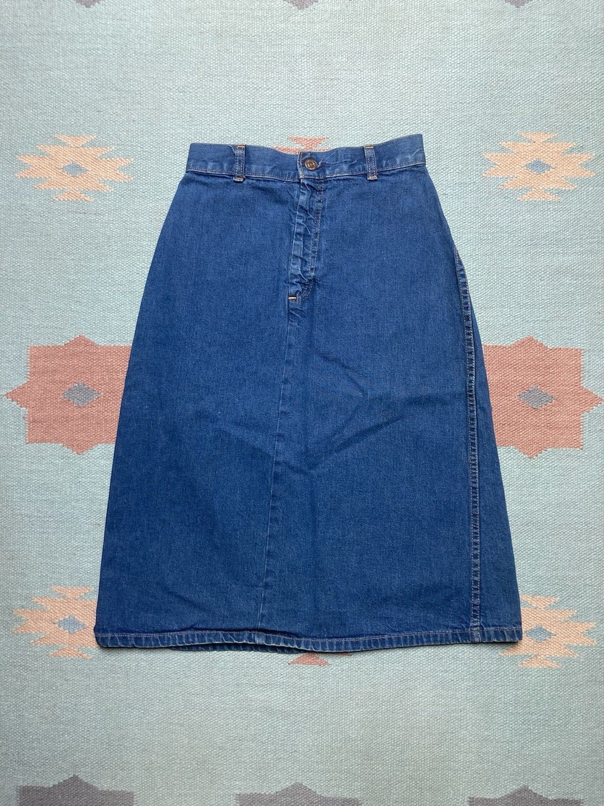 Levi's × Vintage 70s Levi’s denim skirt white tab dark preppy women’s 7 24” Size 24" / US 00 / IT 34 - 5 Thumbnail