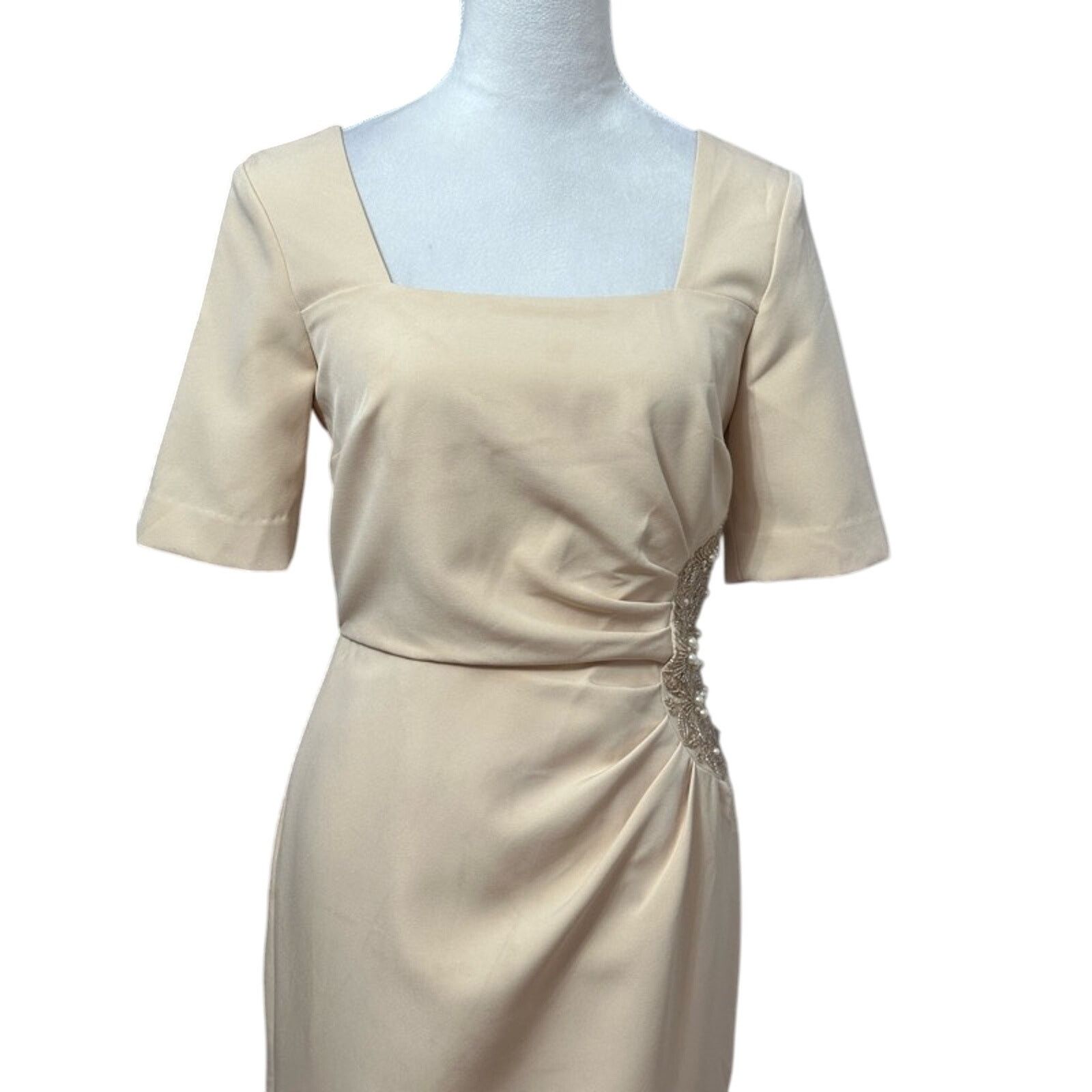 Other JS Collections Sheath Maxi Dress Beaded Beige Women's 4 Size S / US 4 / IT 40 - 3 Thumbnail
