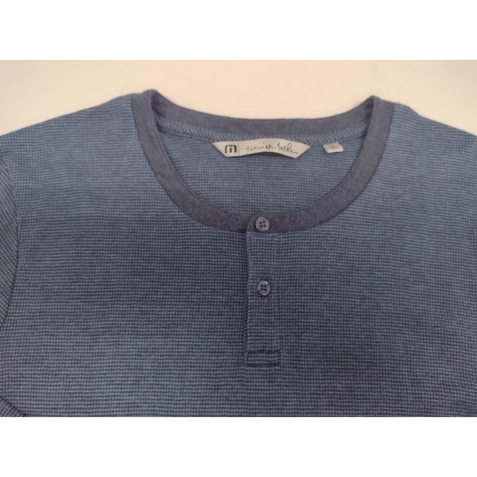 TravisMathew Travis Mathew Men's Thermal Long Sleeve 2 Button Front Shirt XL Blue Size US XL / EU 56 / 4 - 2 Thumbnail