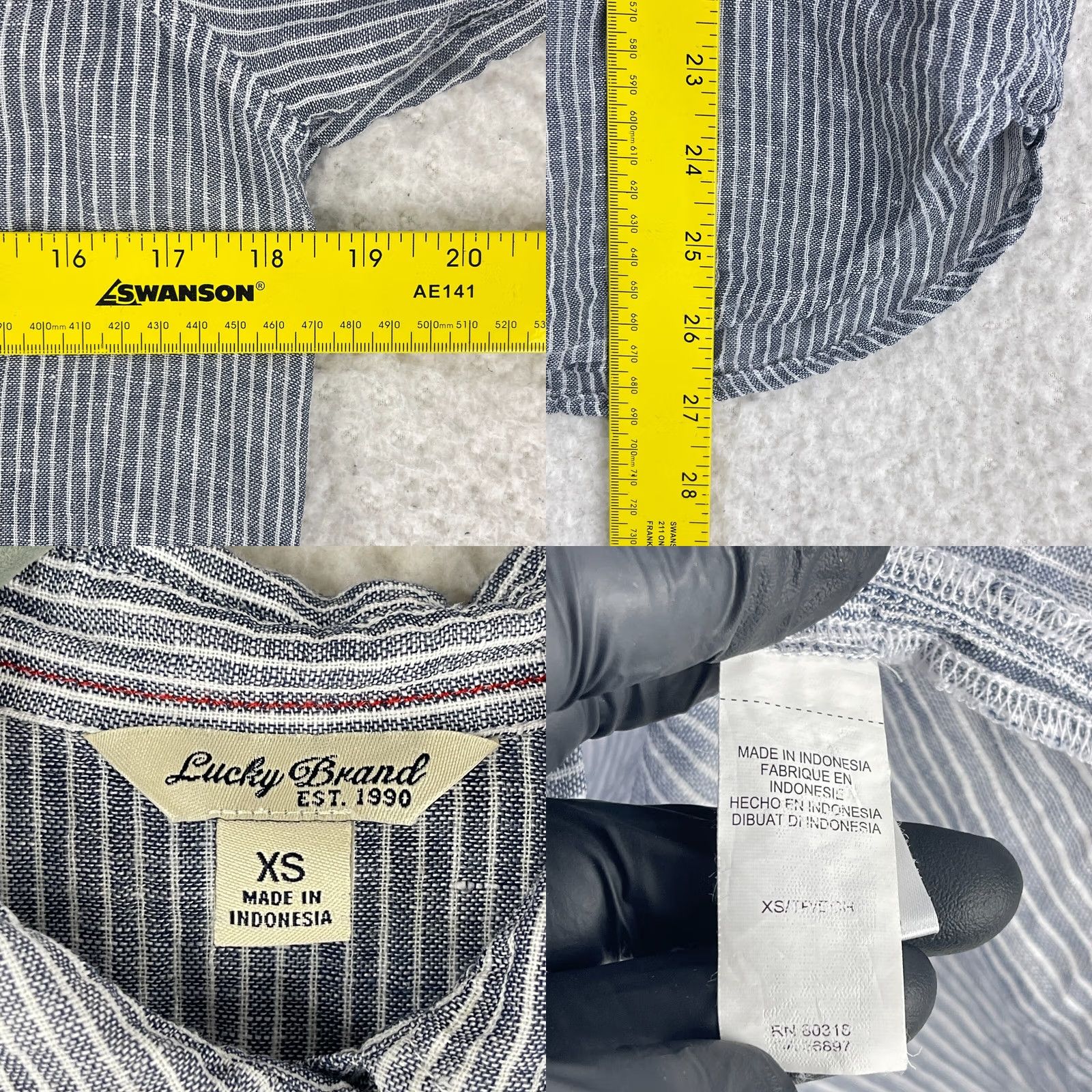 Lucky Brand Lucky Brand Womens XS Blue Stripe Linen Blend Button-Up Shirt Casual Shirt XS Regular Women Blue Striped Button-Up Bohemian Linen Blend Casual Size XS / US 0-2 / IT 36-38 - 8 Thumbnail