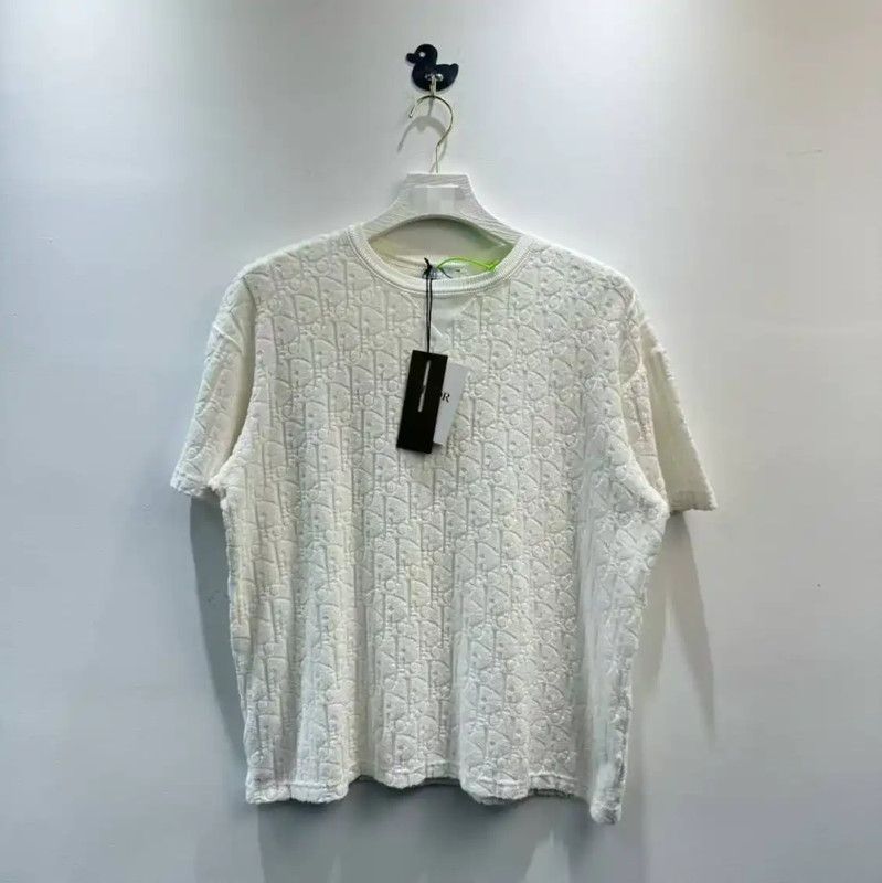 Dior Dior White Linen Blend Men's T-Shirt 0089 Size US S / EU 44-46 / 1 - 1 Thumbnail