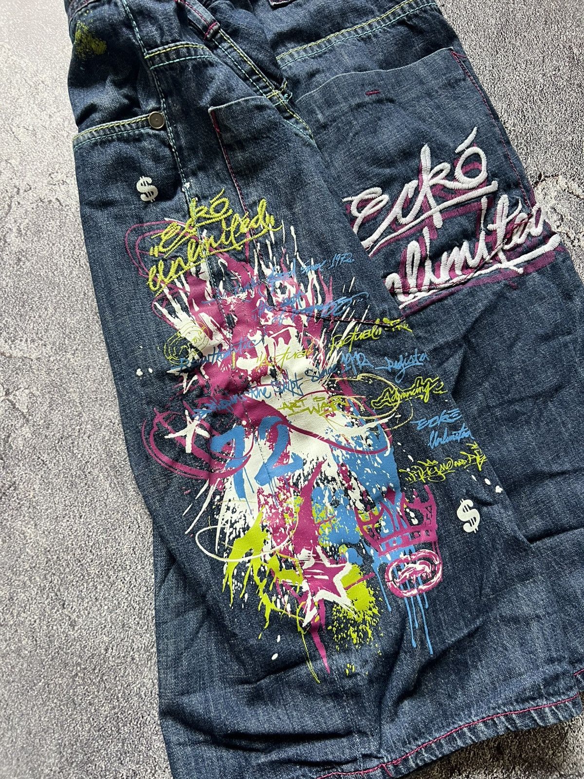 Ecko Unltd. Vintage y2k ecko echo denim jeans jorts shorts paint Size US 32 / EU 48 - 1 Thumbnail