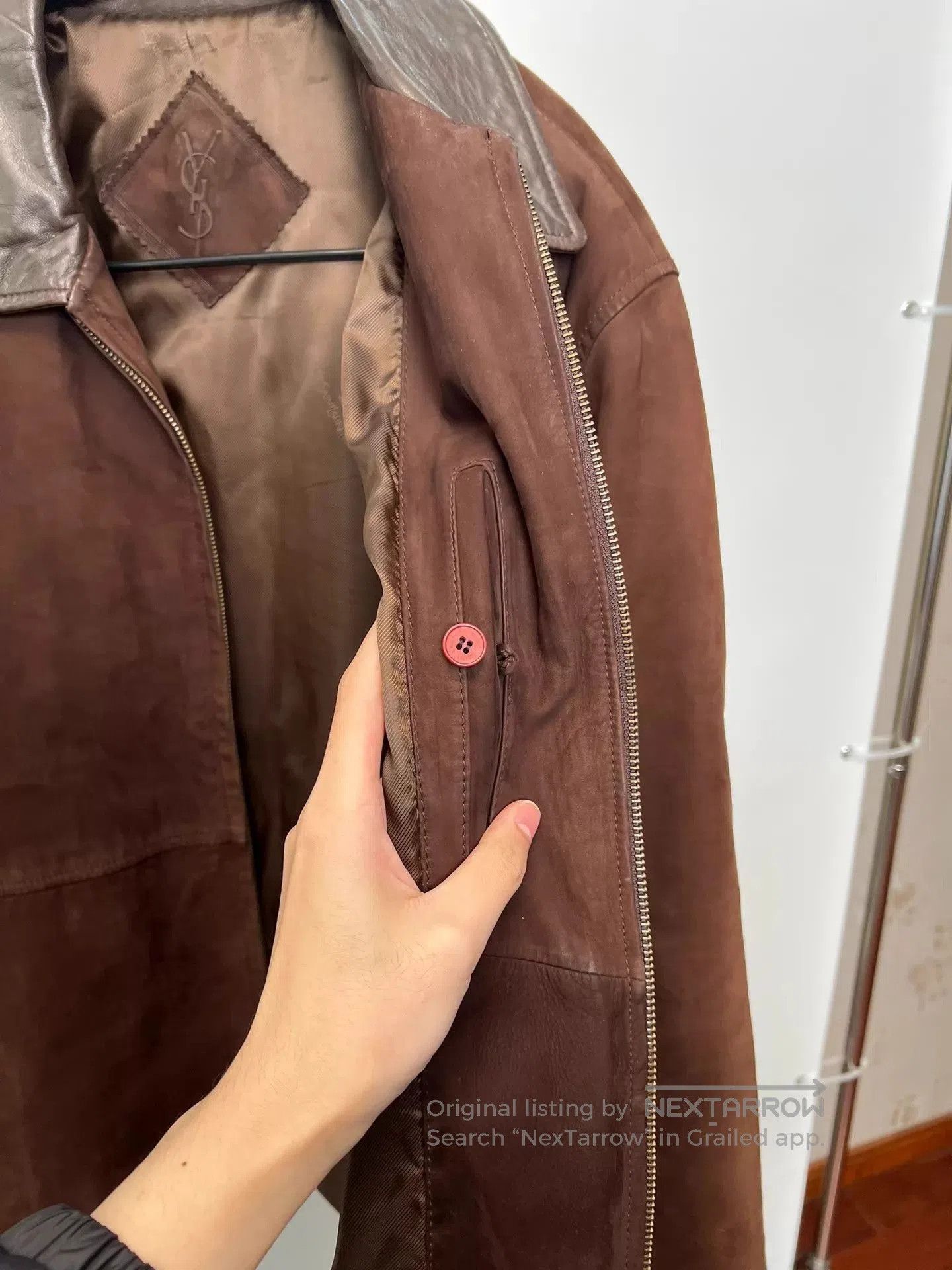 Yves Saint Laurent Brown Leather Collar Zip. Size US L / EU 52-54 / 3 - 8 Thumbnail