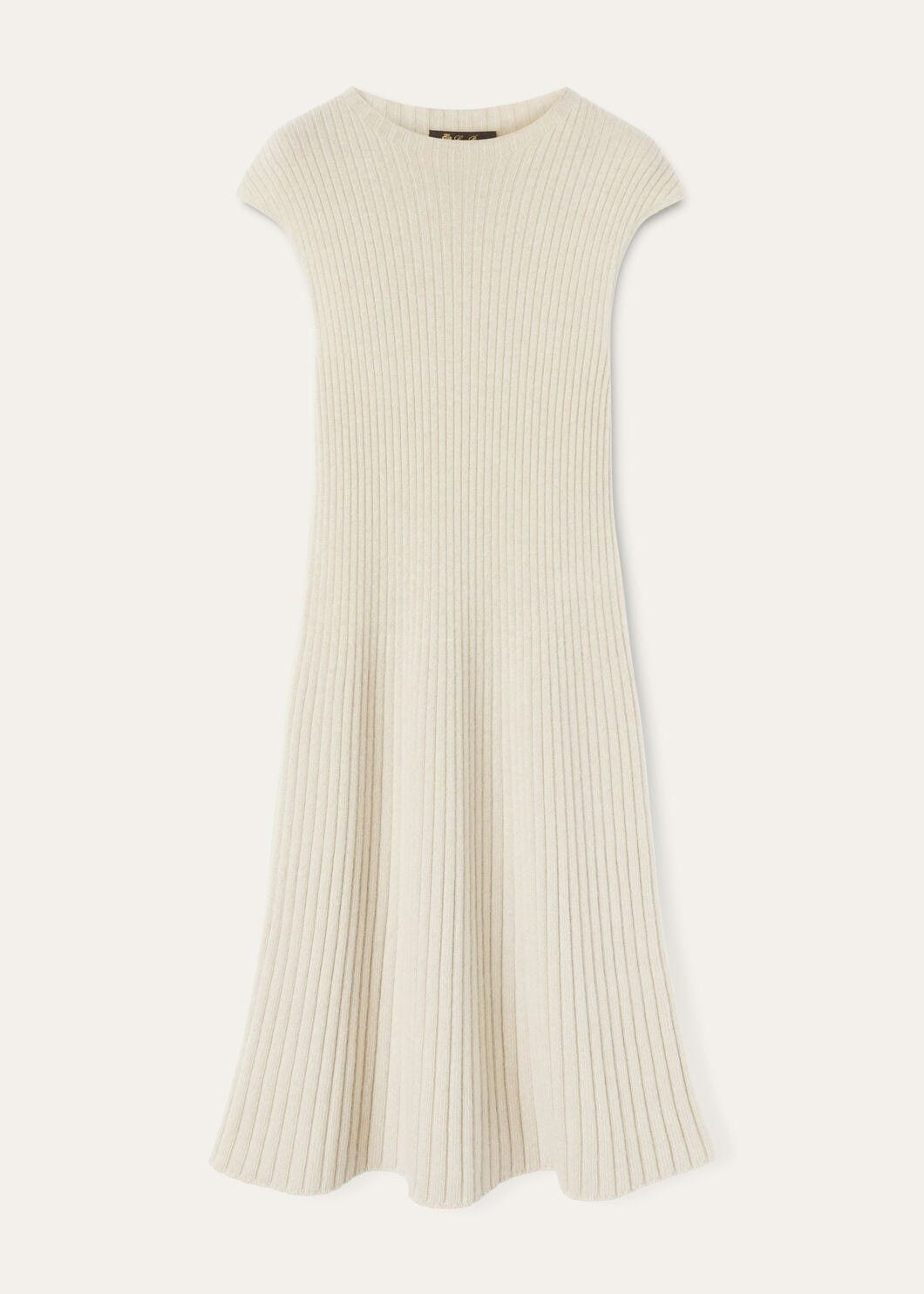 Loro Piana o1srvl11e0825 FAO5744 Cervatto Midi Dress in Light Beige Size L / US 10 / IT 46 - 1 Thumbnail