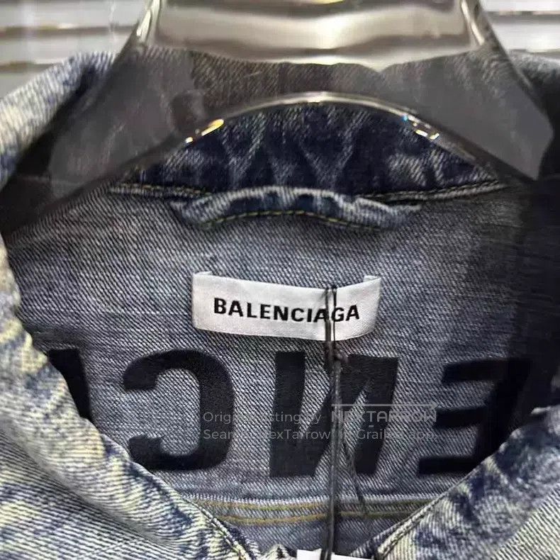 Balenciaga Balenciaga Water ripple back embroidered logo denim jacket Size XS / US 0-2 / IT 36-38 - 2 Thumbnail