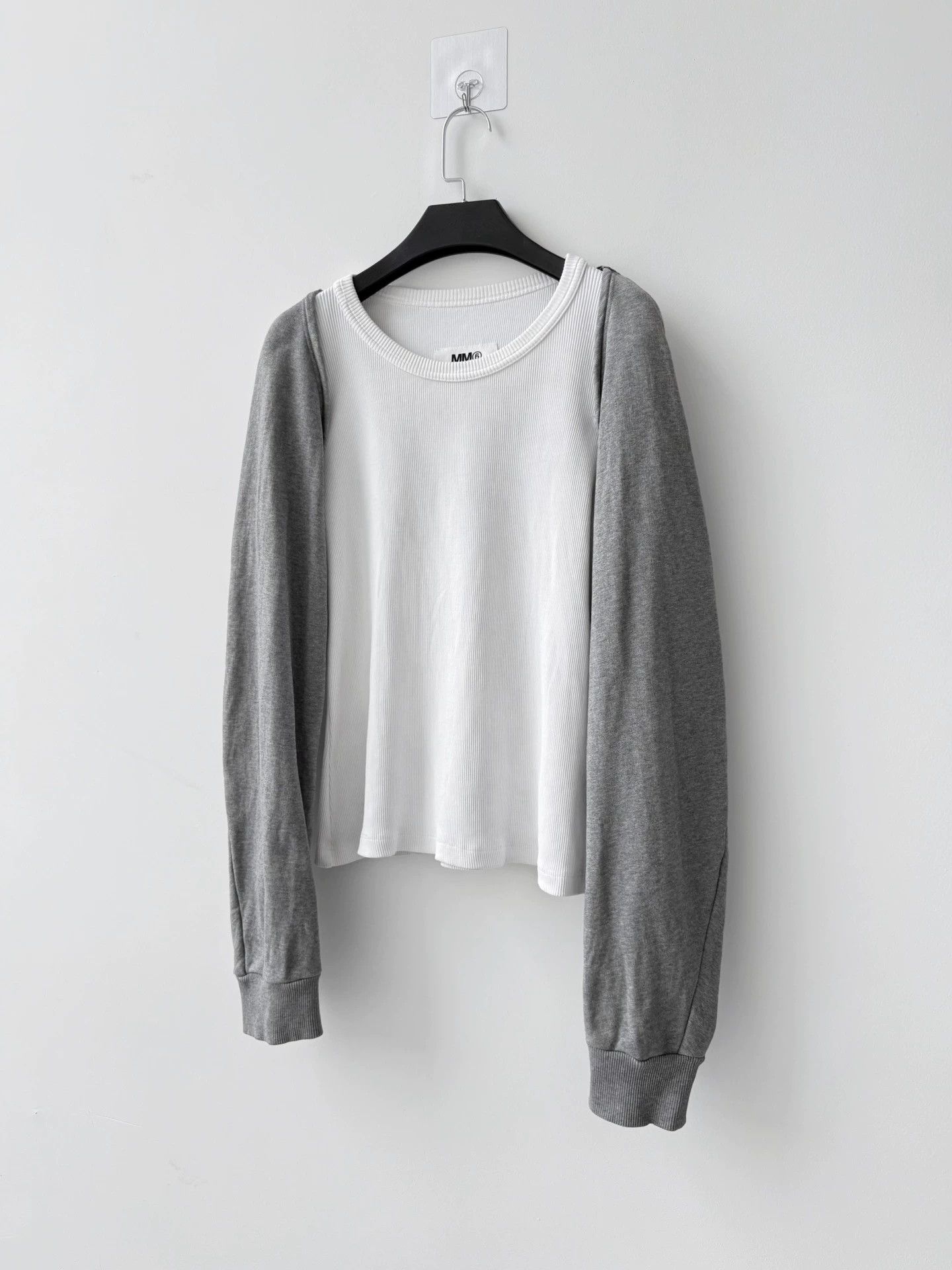 MM6 MM6 S/S21 Deconstructed Sweatshirt White & Gray S Size S / US 4 / IT 40 - 2 Thumbnail