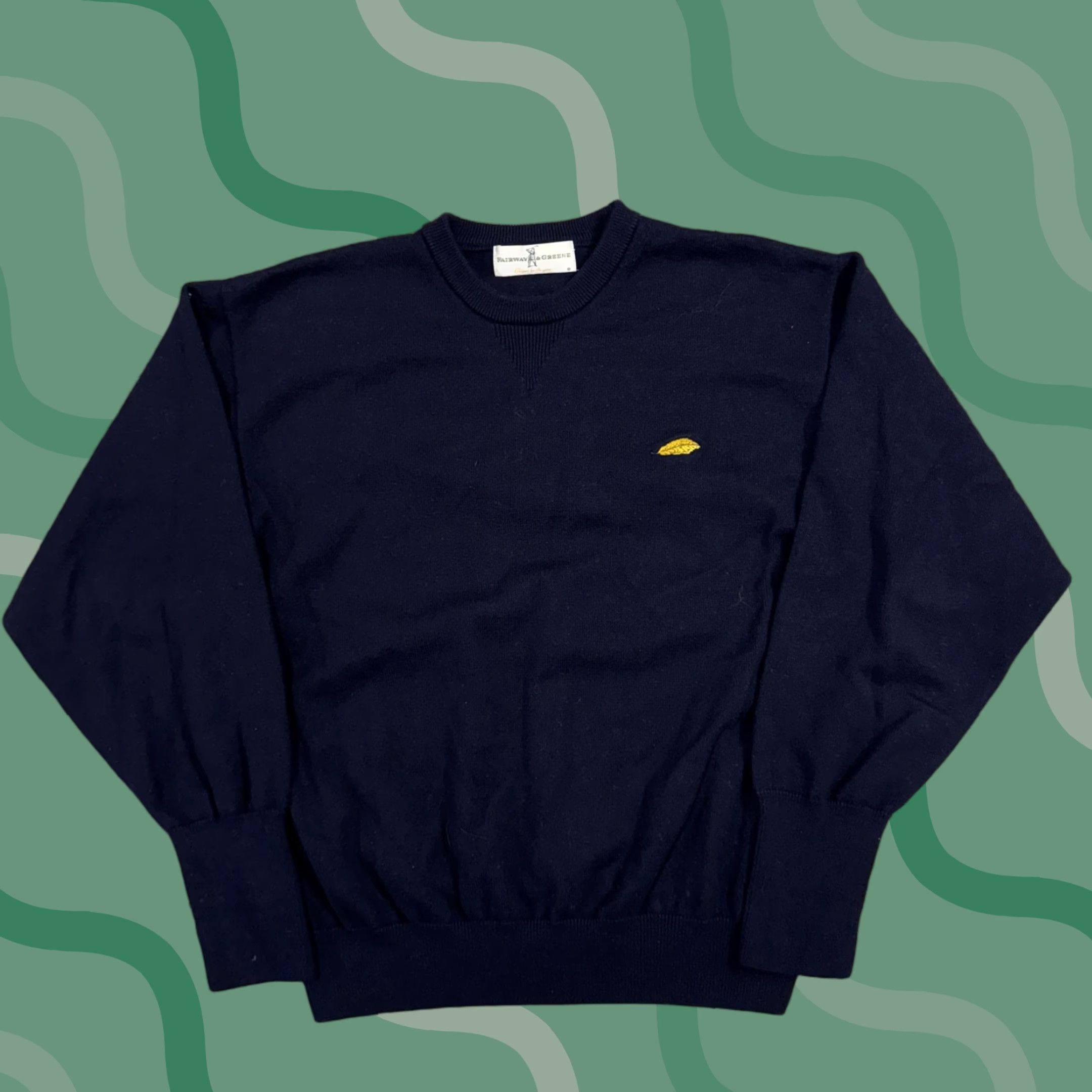 Vintage Fairway & Greene Sweater Mens M Blue Crewneck Knit Pullover Leaf Logo Knit Style Solid Embroidered Logo Vintage 90s Football? Size US M / EU 48-50 / 2 - 1 Thumbnail