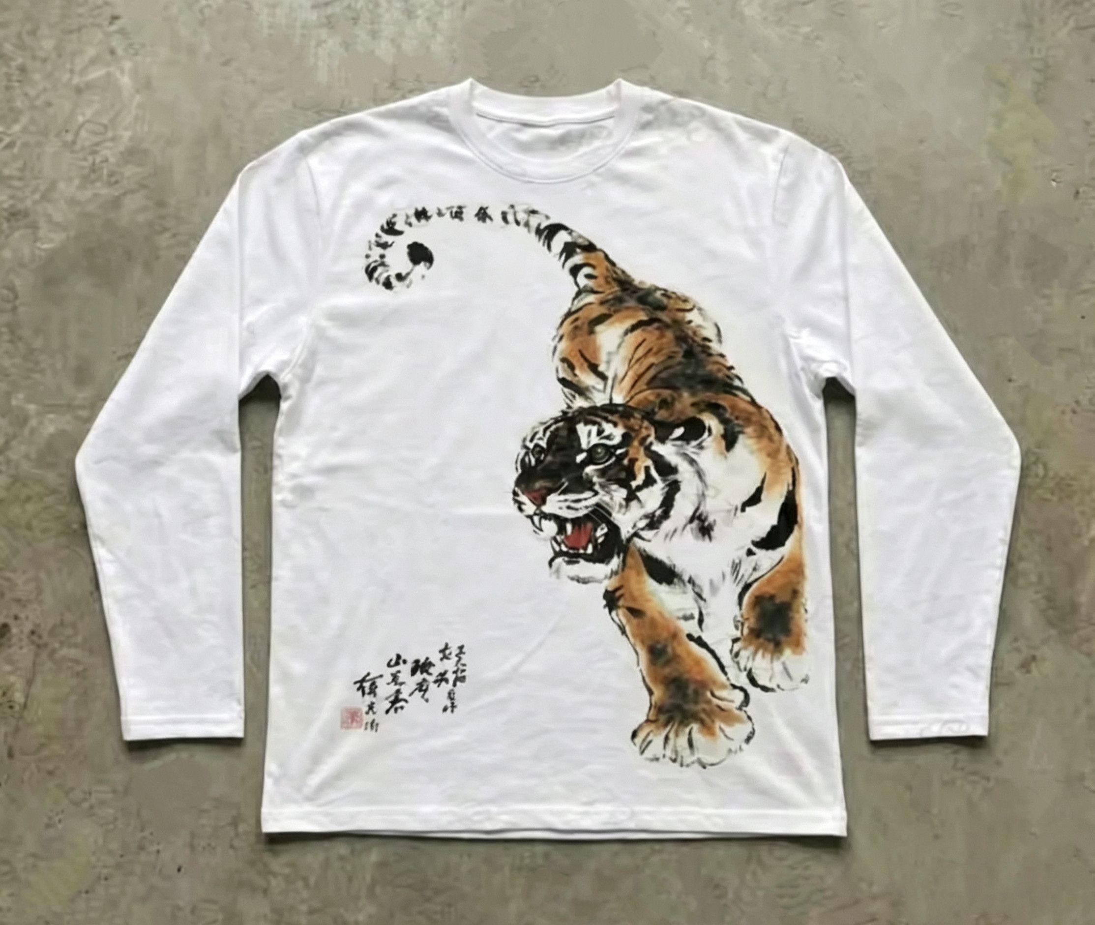 Japanese Brand Streetwear Punk Calligraphy Tiger Long Sleeve T-shirt Size XL / US 12-14 / IT 48-50 - 1 Thumbnail