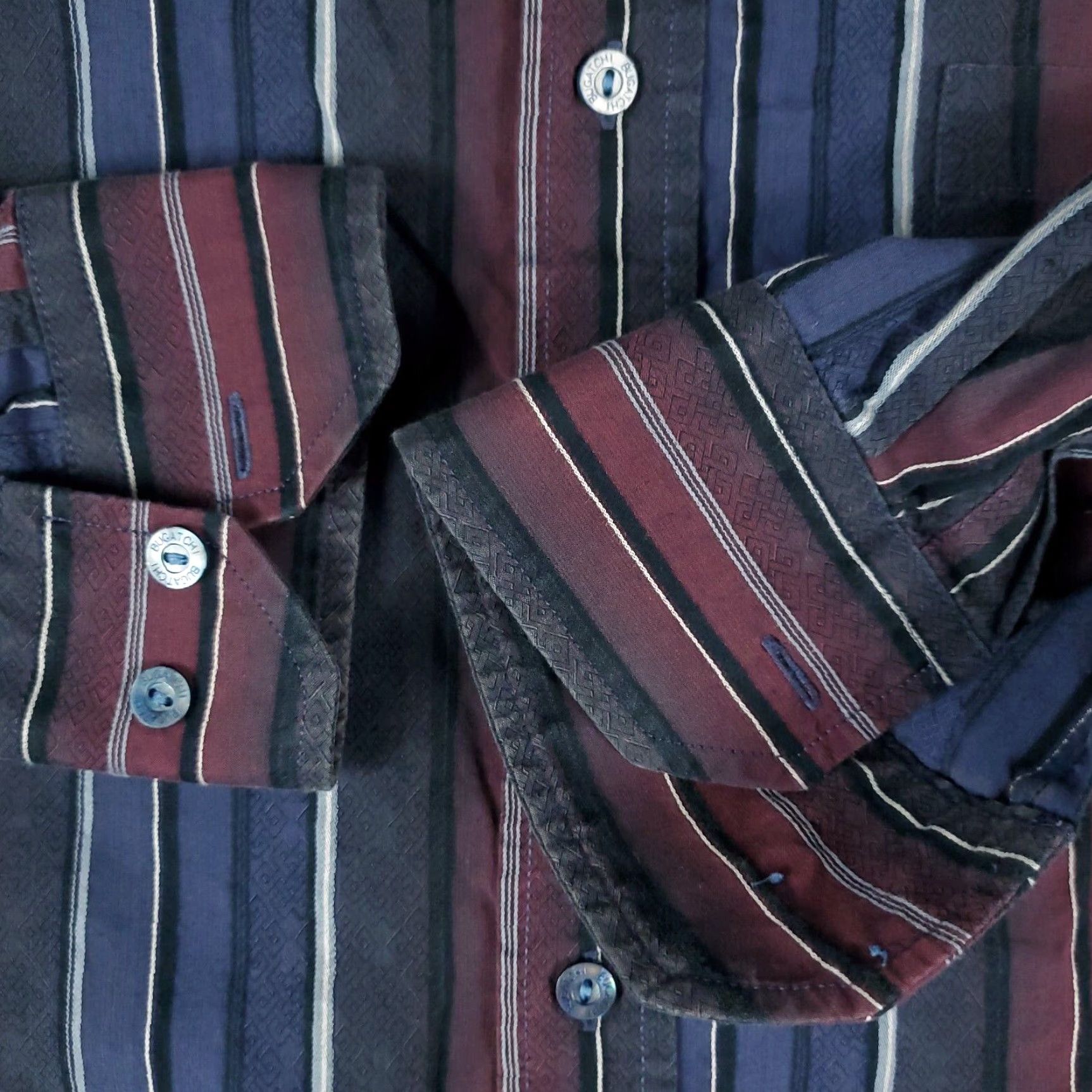 BUGATCHI Bugatchi Uomo Blue Striped Button-Up Shirt Mens Large Long Sleeve Casual Modern Size US L / EU 52-54 / 3 - 3 Thumbnail