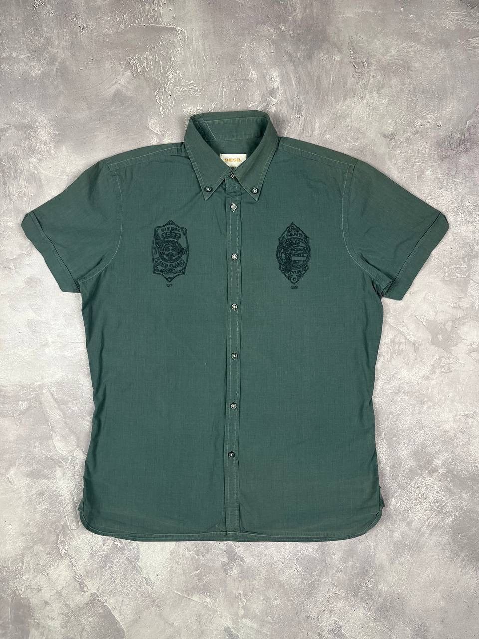 Diesel Diesel Men's Green Short Sleeve Button-Down Shirt Size L Size US L / EU 52-54 / 3 - 1 Thumbnail