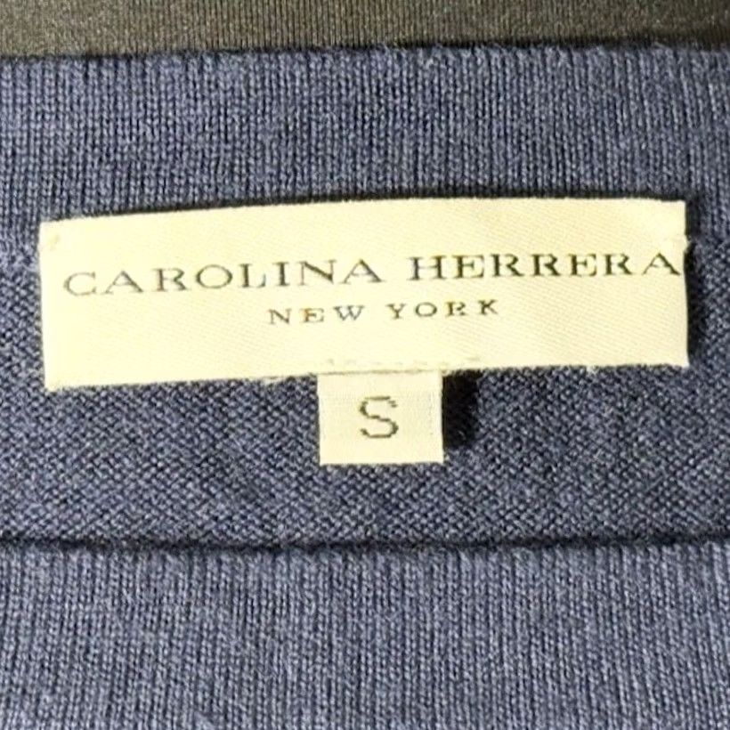 Carolina Herrera CAROLINA HERRERA NEW YORK Blue Virgin Wool Feather Trim Sweater S Womens Size S / US 4 / IT 40 - 6 Thumbnail