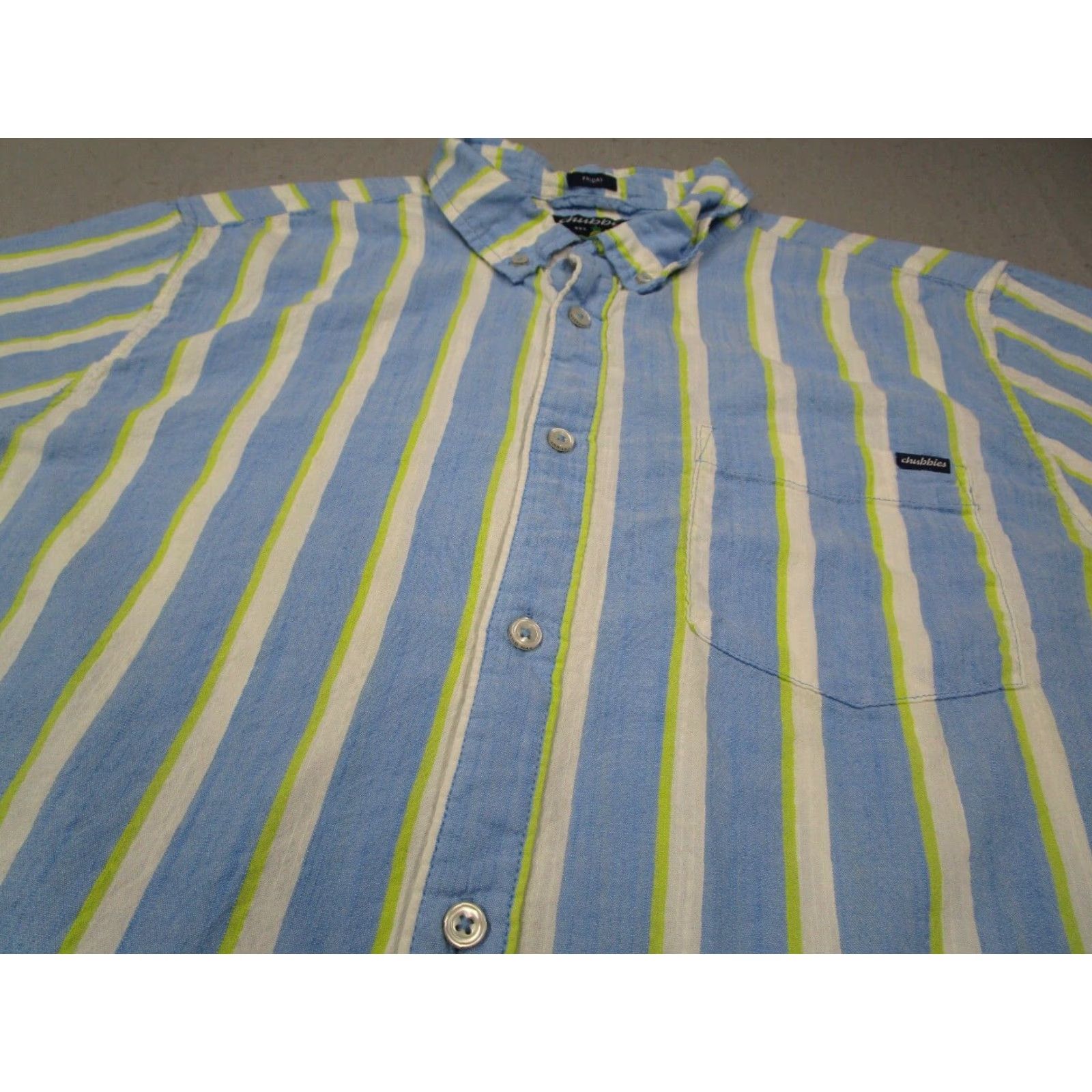 Chubbies Chubbies Button Up Shirt Mens Extra Large Blue Striped Short Sleeve Casual Resort Friday Shirt Mens Size US XL / EU 56 / 4 - 2 Thumbnail