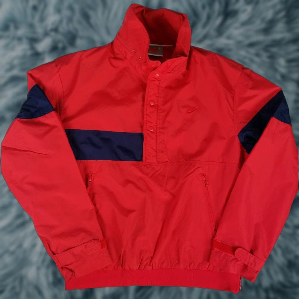 Nike VINTAGE Nike Air 80s Windbreaker Jacket Mens L Red 80s Nike Air Vintage Bomber Pullover Size US L / EU 52-54 / 3 - 1 Thumbnail