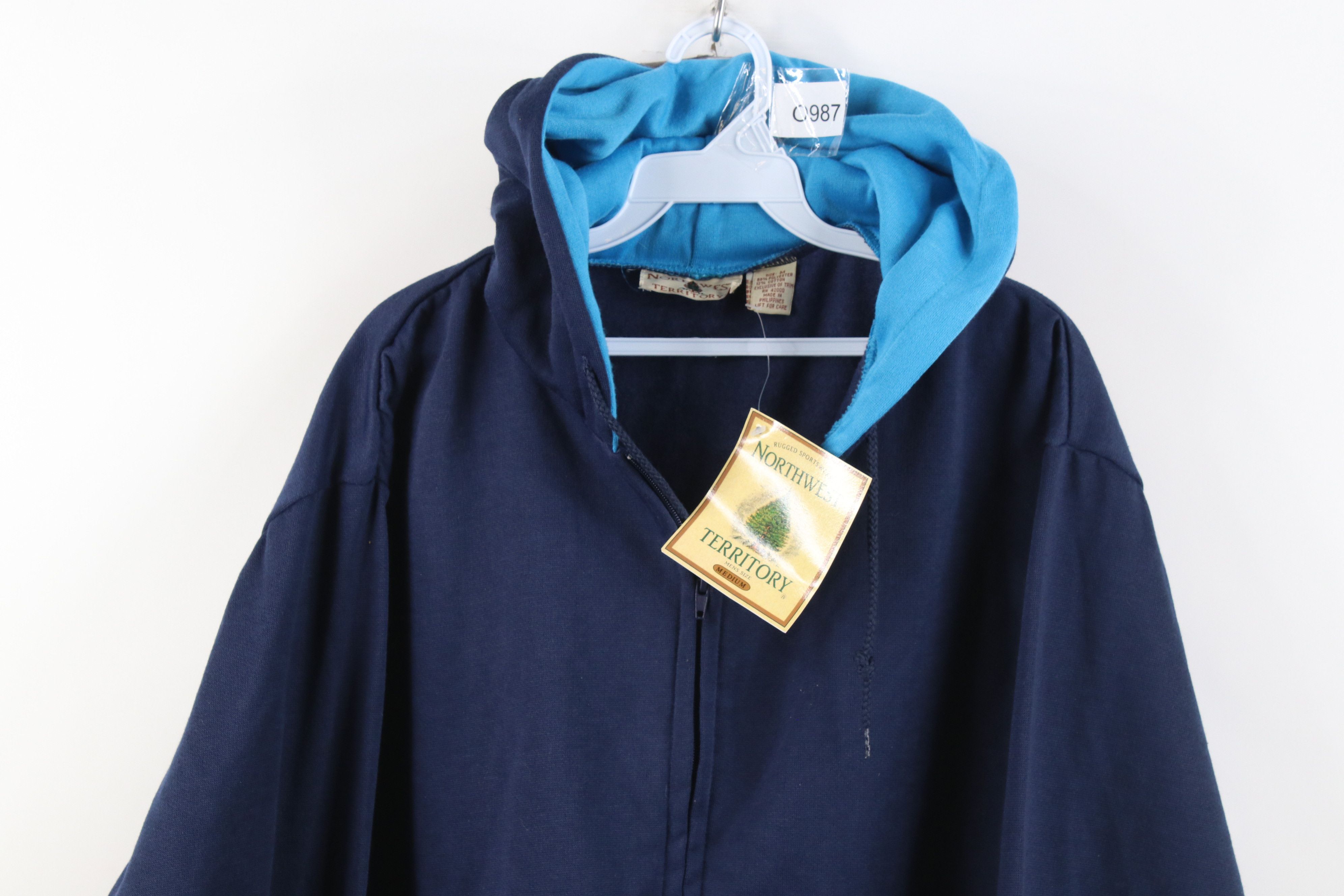 Vintage Deadstock Vintage 90s Streetwear Hoodie Sweatshirt Blue Size US M / EU 48-50 / 2 - 2 Thumbnail