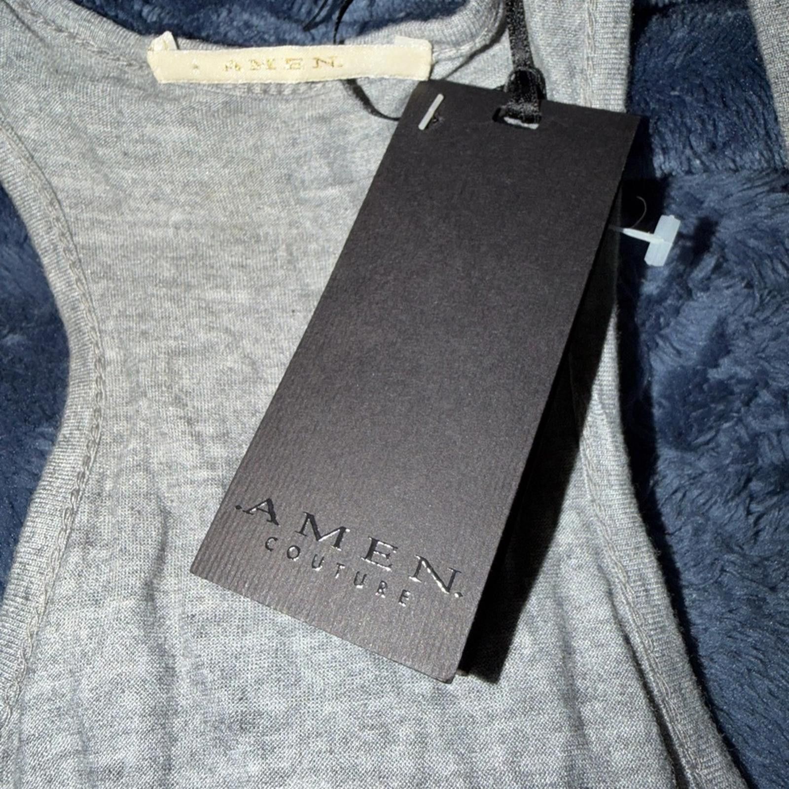 Other AMEN Couture Gray Embellished Racerback Tank Top Size L / US 10 / IT 46 - 2 Thumbnail