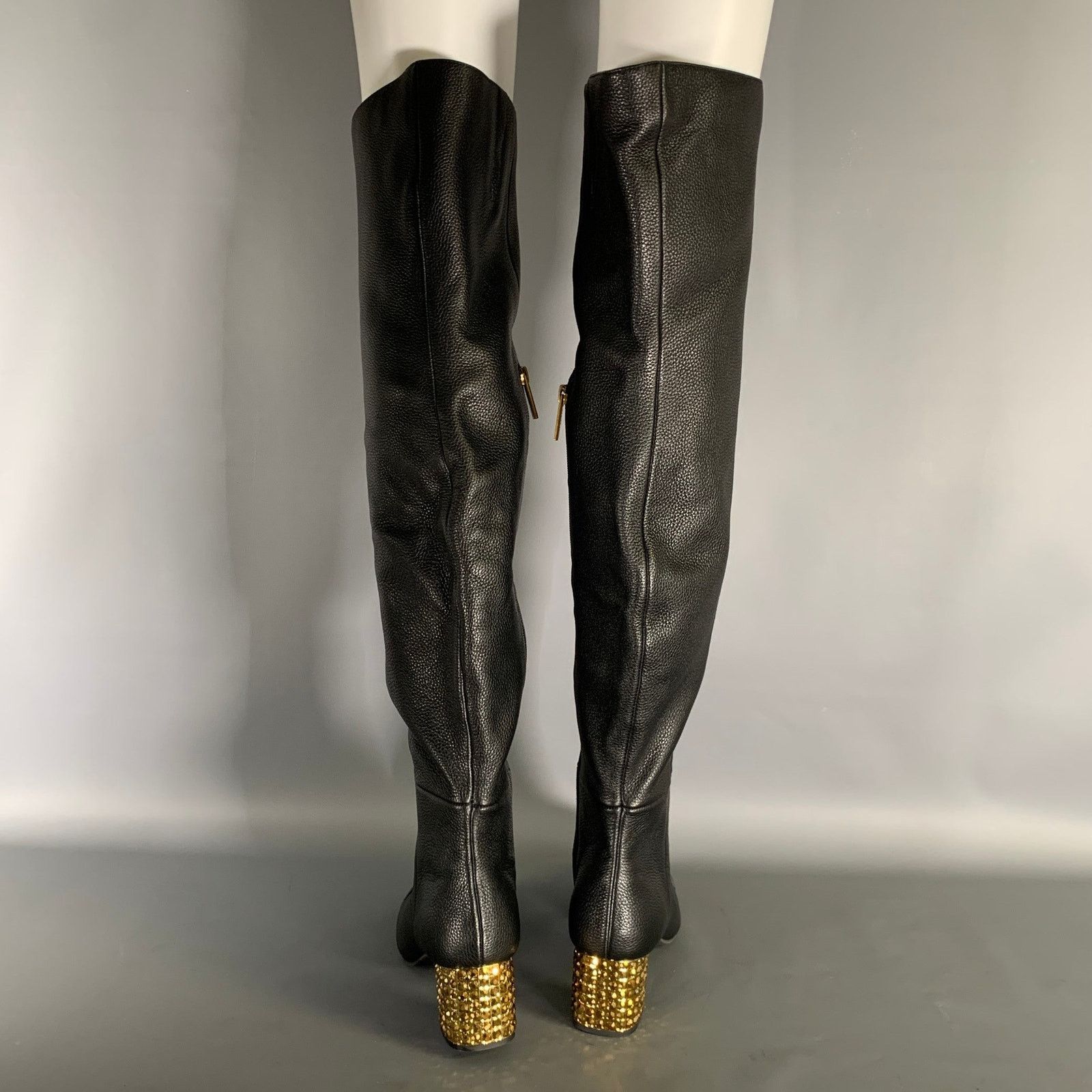 Kurt Geiger KURT GEIGER Size 8 Black Gold Leather Pebble Grain Boots Size US 8 / IT 38 - 3 Thumbnail