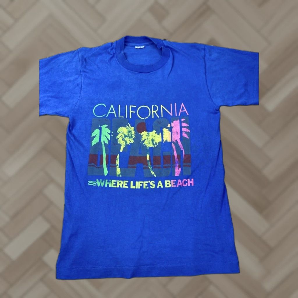 Vintage VINTAGE 90s California Life's A Beach Blue Graphic T Shirt Mens M Size US M / EU 48-50 / 2 - 1 Thumbnail