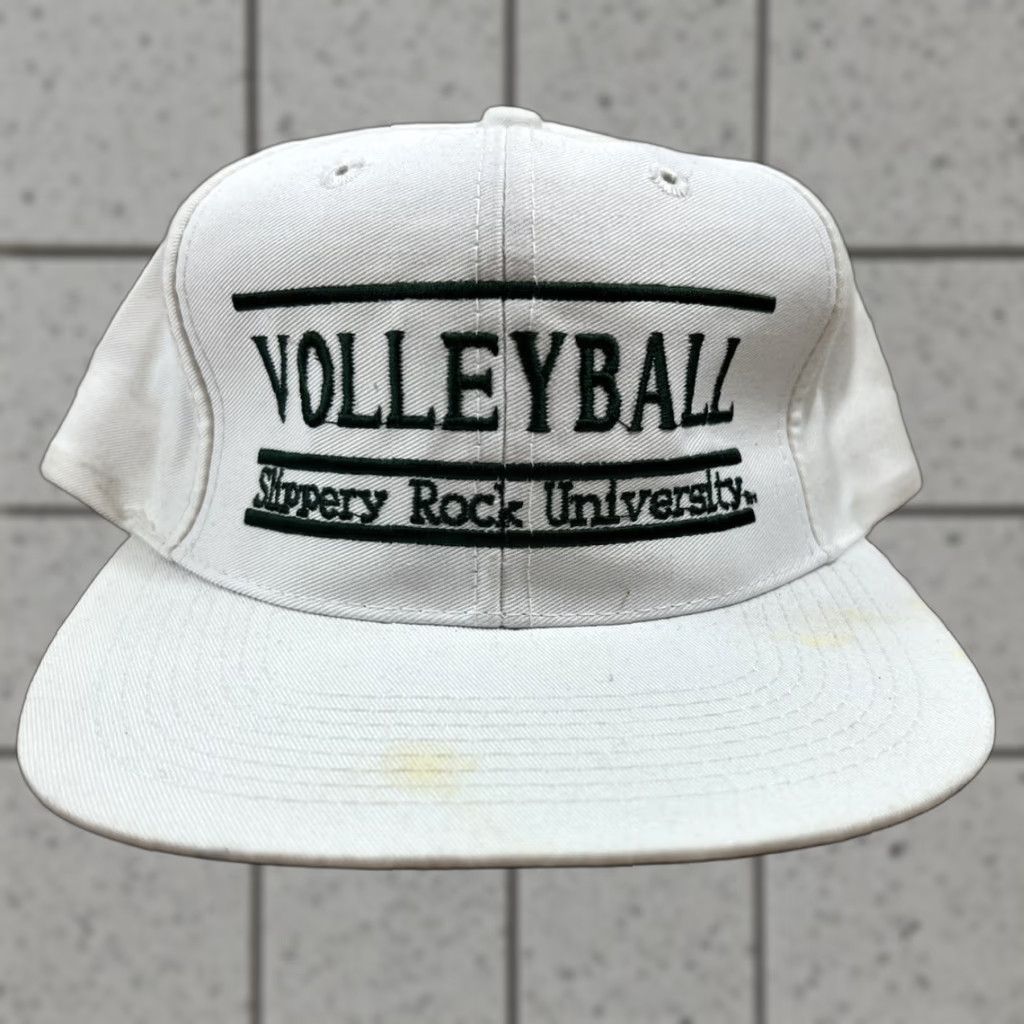 Vintage VINTAGE The Game Hat Snapback Slippery Rock University White Green 1990s Cap Mens/Womens? Size ONE SIZE - 1 Thumbnail