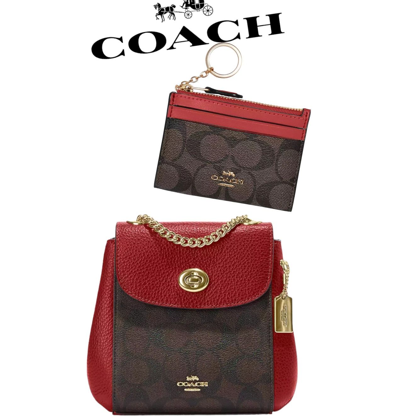New Coach Mini Backpack In Signature Canvas & Card Holder