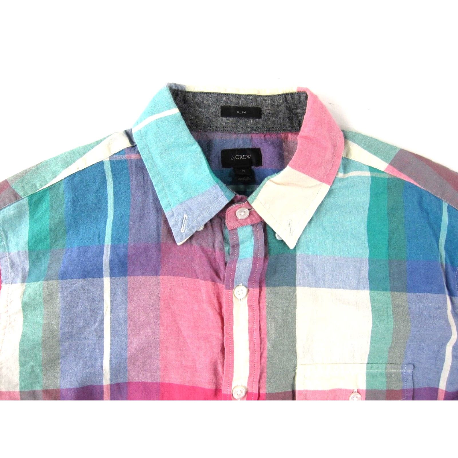J.Crew J.CREW Pink Blue Plaid Lightweight Cotton Long Sleeve Slim Shirt Men Med Size US L / EU 52-54 / 3 - 4 Thumbnail