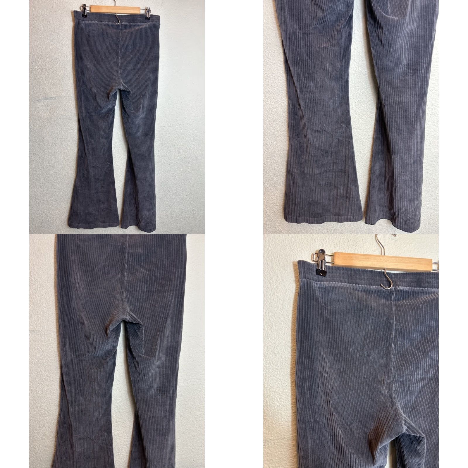Vintage Aerie Groove-On Velour High Waisted Flare Pant L Gray Sweatpants Flared Womens 32x34 Size 36" / US 14 / IT 50 - 8 Thumbnail