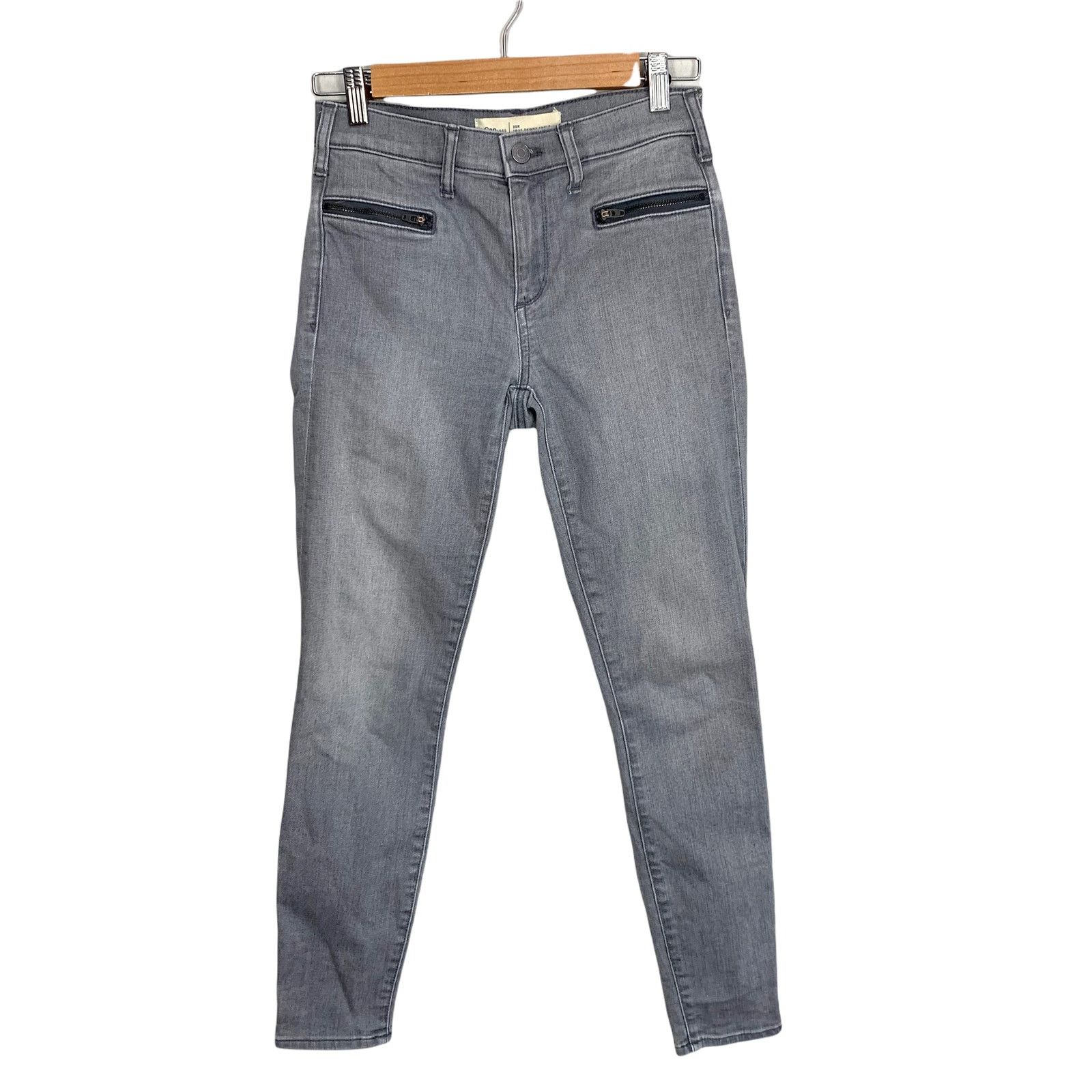 Gap Gap Grey Jeans Zipper Pockets True Skinny Ankle 25 25R Size 25" / US 0 / IT 36 - 1 Thumbnail