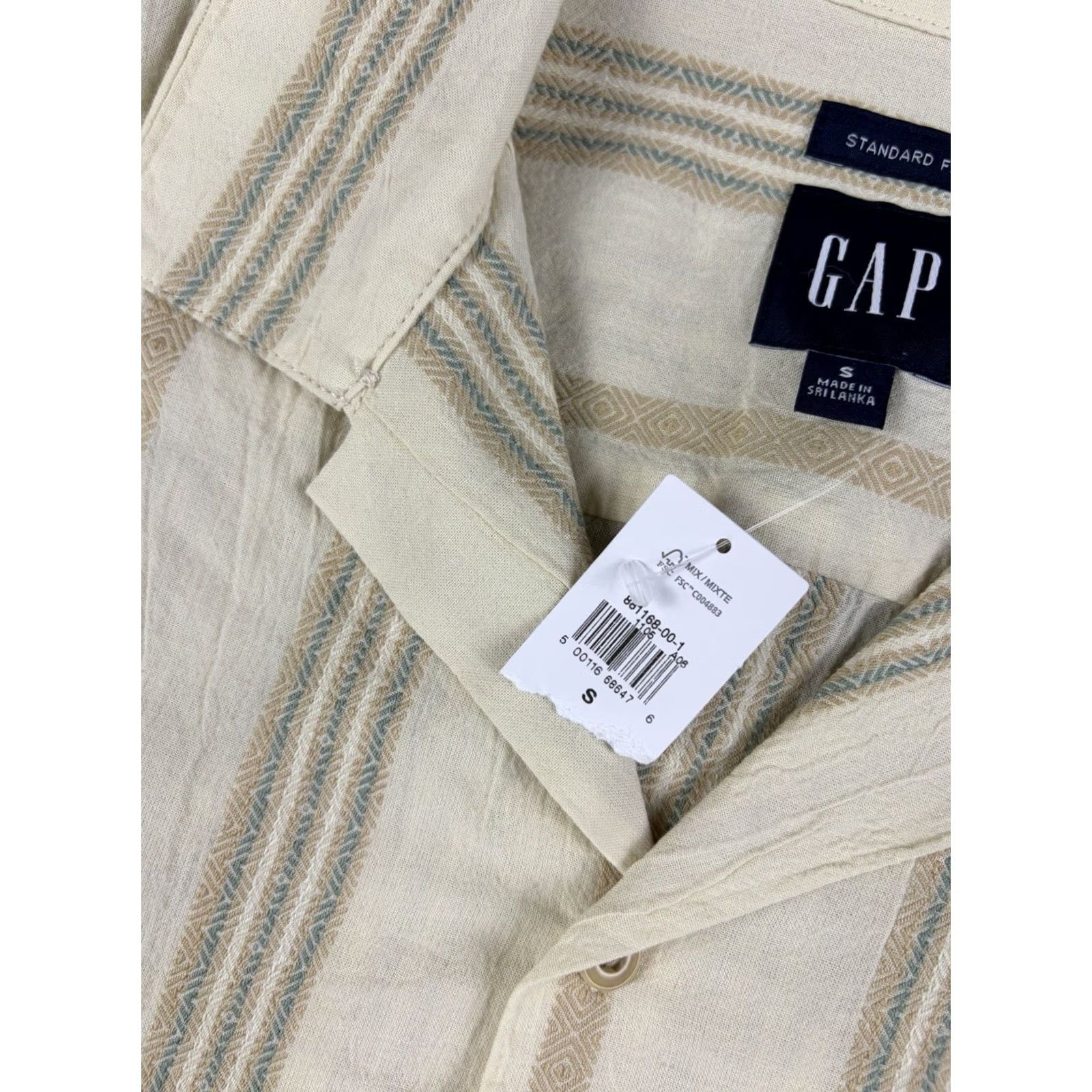 Gap GAP Shirt Button-Up Men S Short Sleeve Beige Cotton Camp Collar Button Up Color Beige Size S Regular Classic Size US S / EU 44-46 / 1 - 5 Thumbnail