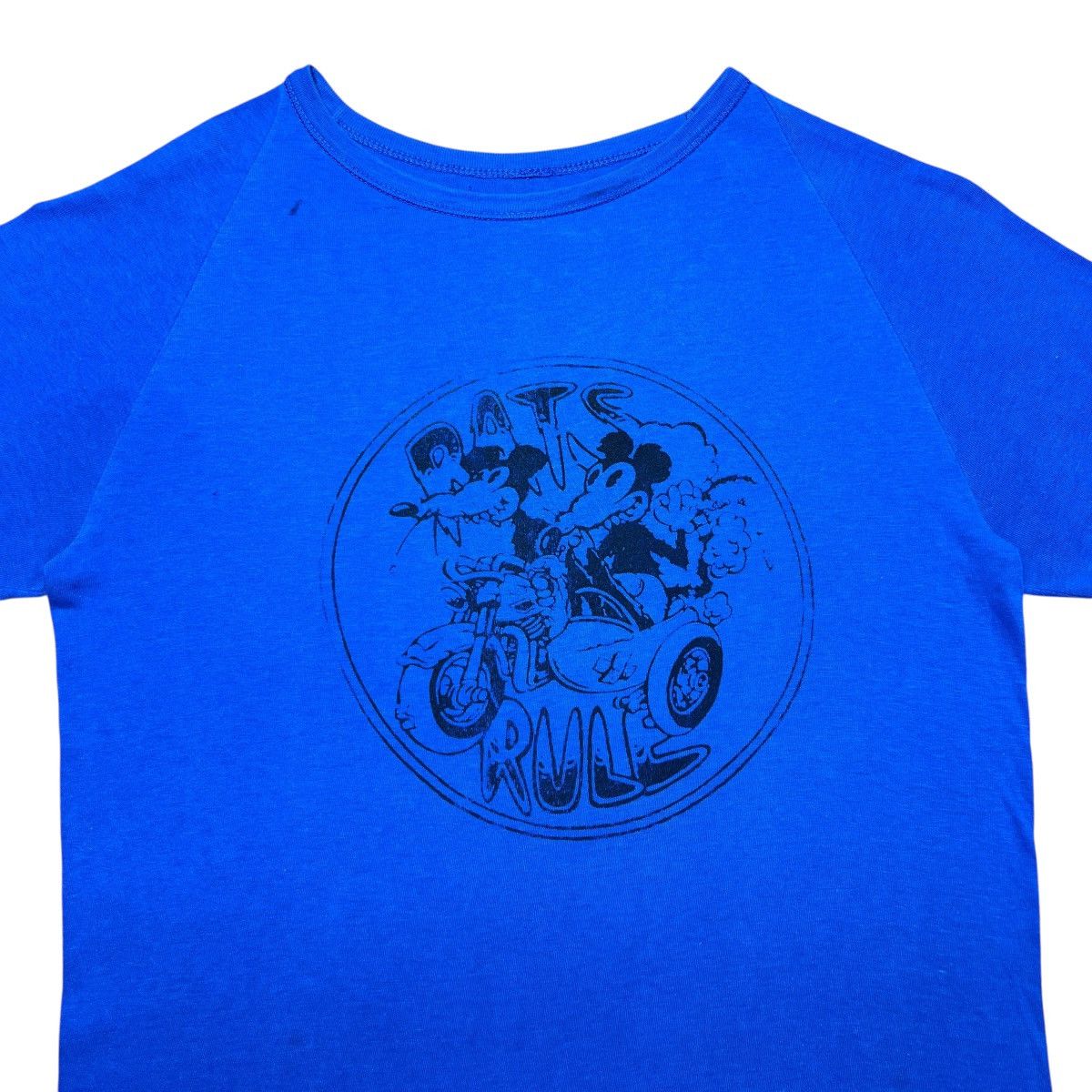 Other Vtg 1970s Rats Rule Mickey Mouse Motorcycle Smoking T-Shirt Size US S / EU 44-46 / 1 - 4 Thumbnail