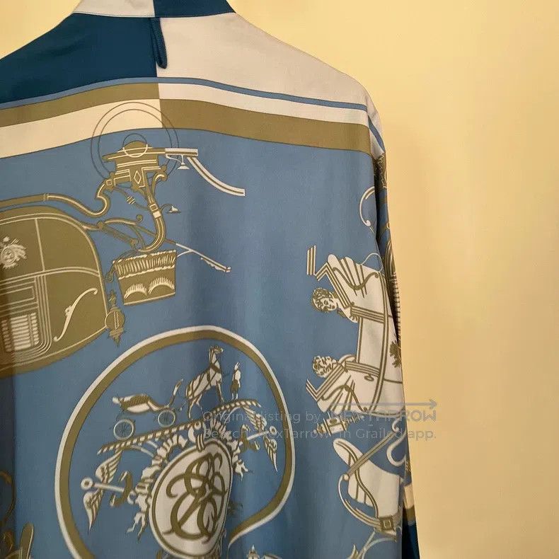Hermes Hermes Bookplate pattern printed silk long-sleeved shirt Size XXS / US 00 / IT 34 - 4 Thumbnail