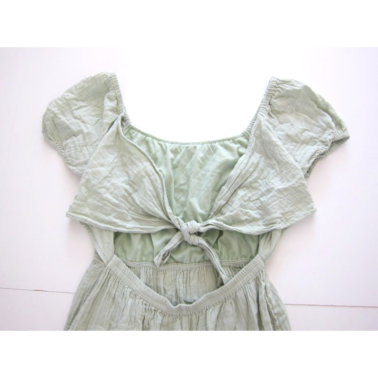 Jessica Simpson VINTAGE Jessica Simpson Cotton Mint Green Open Back Short Sleeve Cottage Sun Dress XL Size 40" / US 18 - 4 Thumbnail
