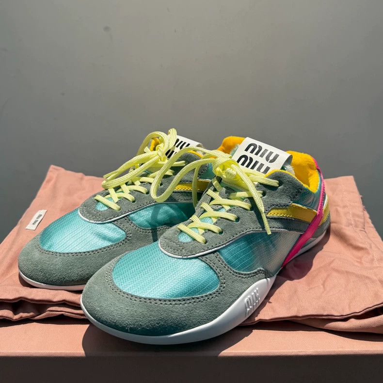 Miu Miu miu miu size 37.5 25ss Candy Color Nylon Paneled Suede Snea Size US 5 / EU 37 - 2 Thumbnail