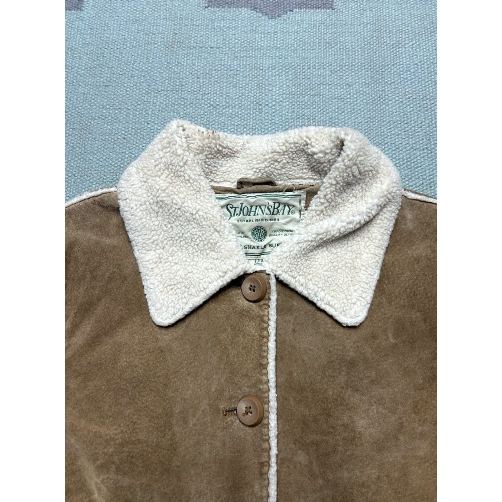St. John St. John’s Bay Suede Jacket Penny Lane Coat Sherpa Lined Womens Petite Medium Jacket Brown Overcoat Size M / US 6-8 / IT 42-44 - 5 Thumbnail