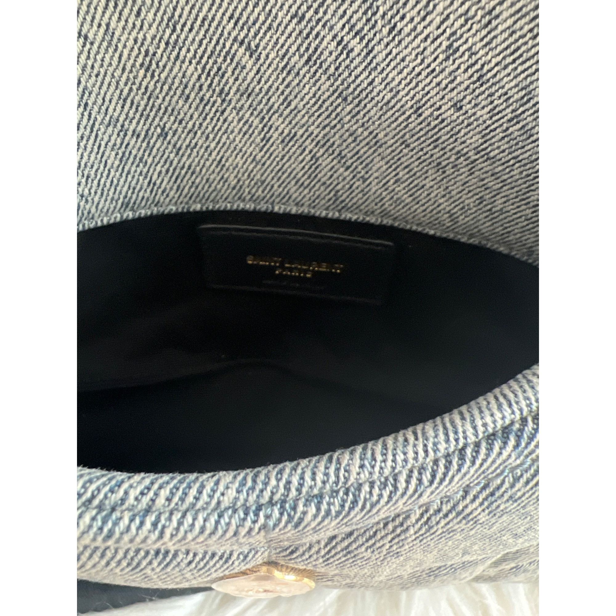 Saint Laurent Paris Saint Laurent Loulou Small Puffer Denim Pouch Clutch Size ONE SIZE - 4 Thumbnail