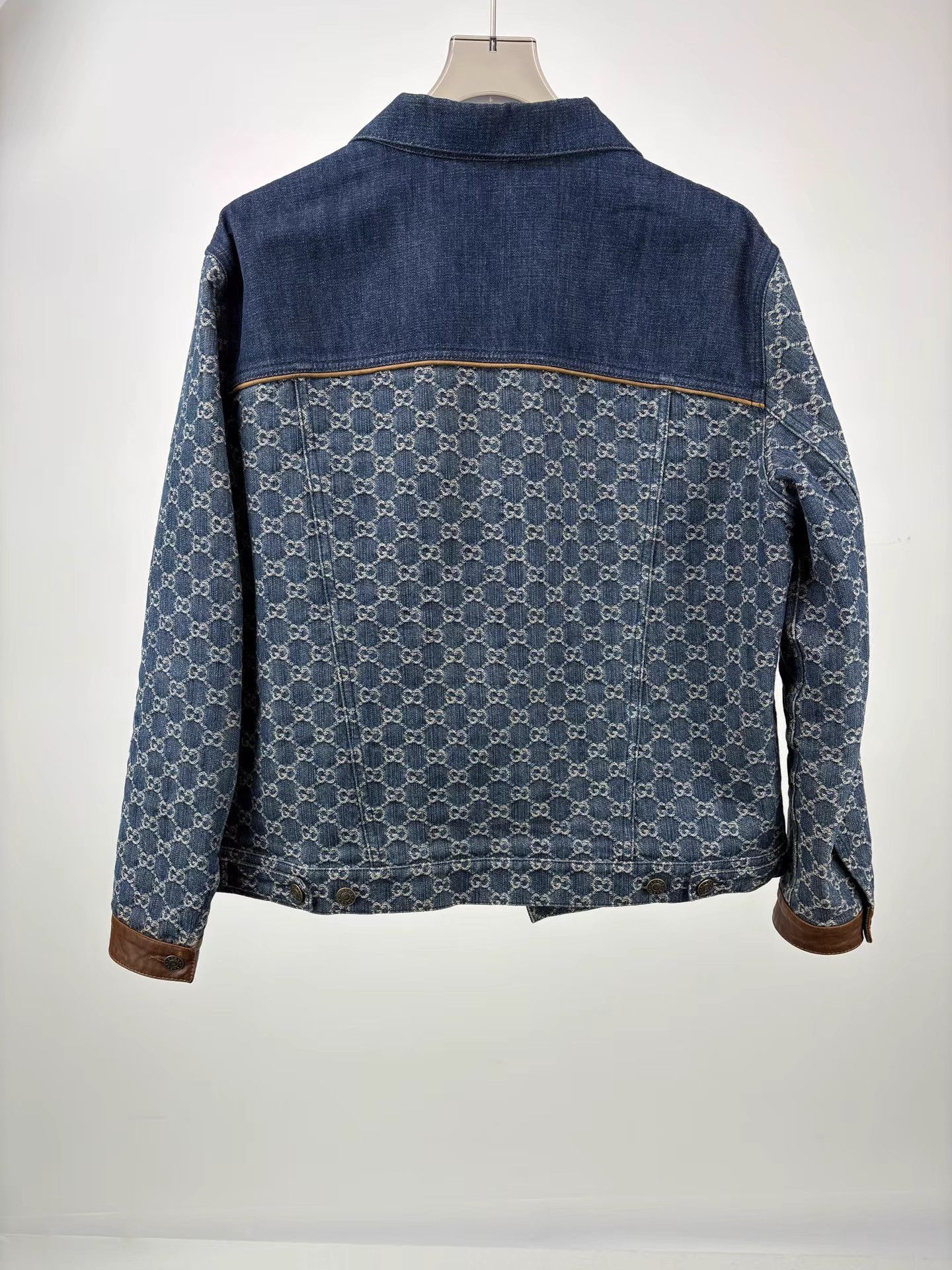 Gucci GUCCI GG Monogram Leather Panel Denim Jacket Size US S / EU 44-46 / 1 - 2 Thumbnail