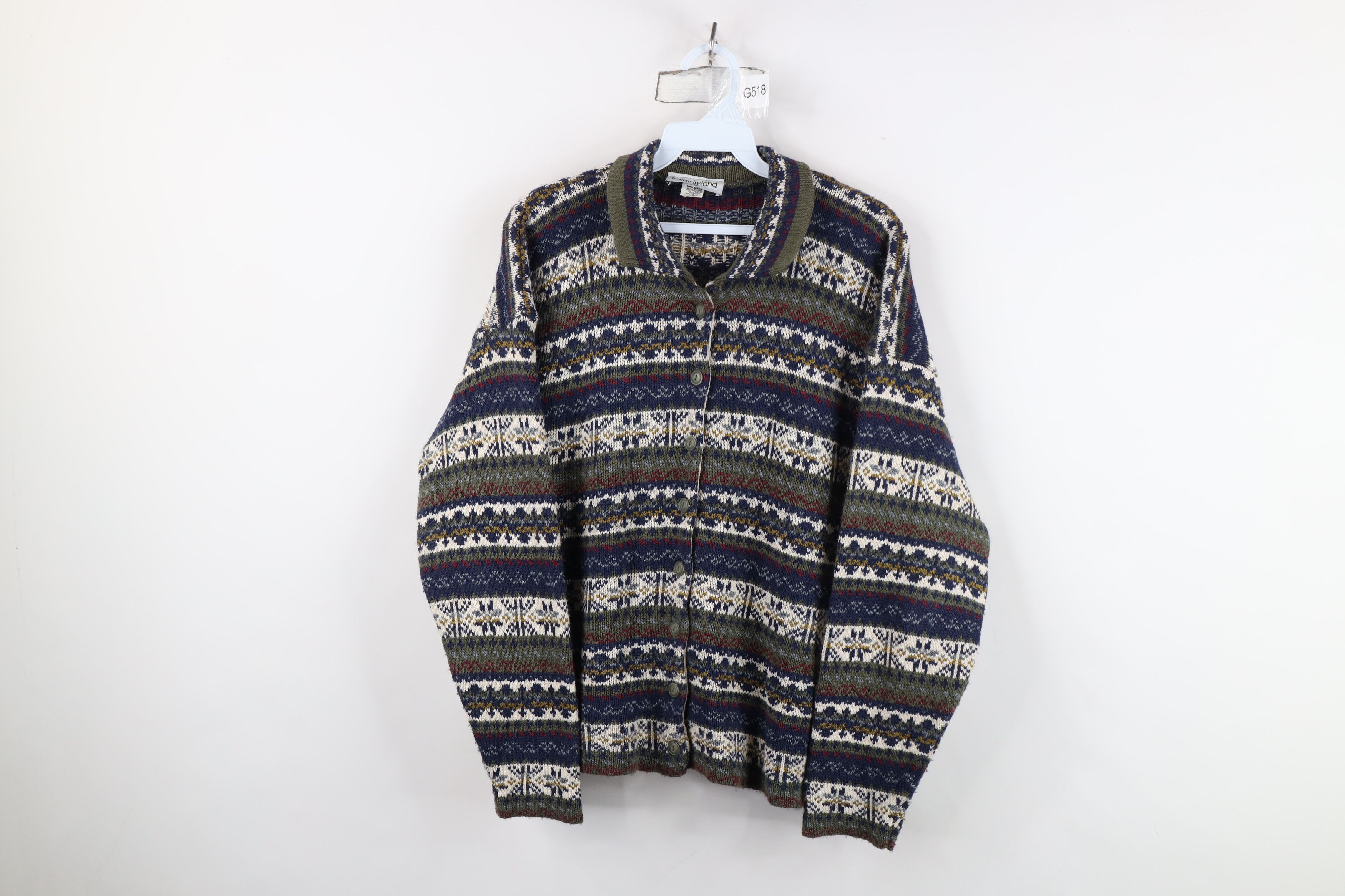 Vintage Vintage 90s Streetwear Fair Isle Knit Cardigan Sweater USA Size L / US 10 / IT 46 - 1 Thumbnail