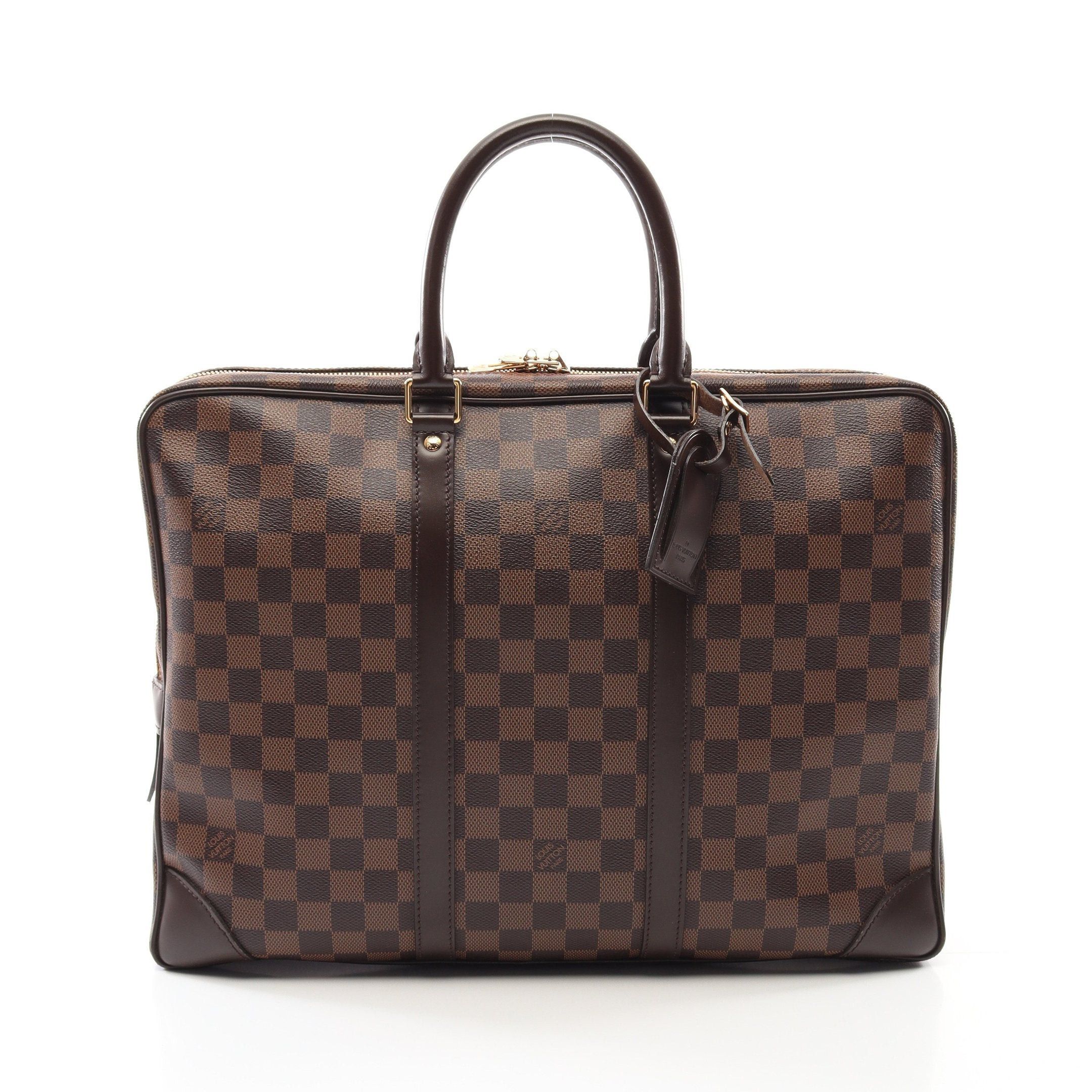 Louis Vuitton Louis Vuitton Porte Document Voyage Damier Ebene Business Bag Briefcase Leather Brown Size ONE SIZE - 1 Thumbnail