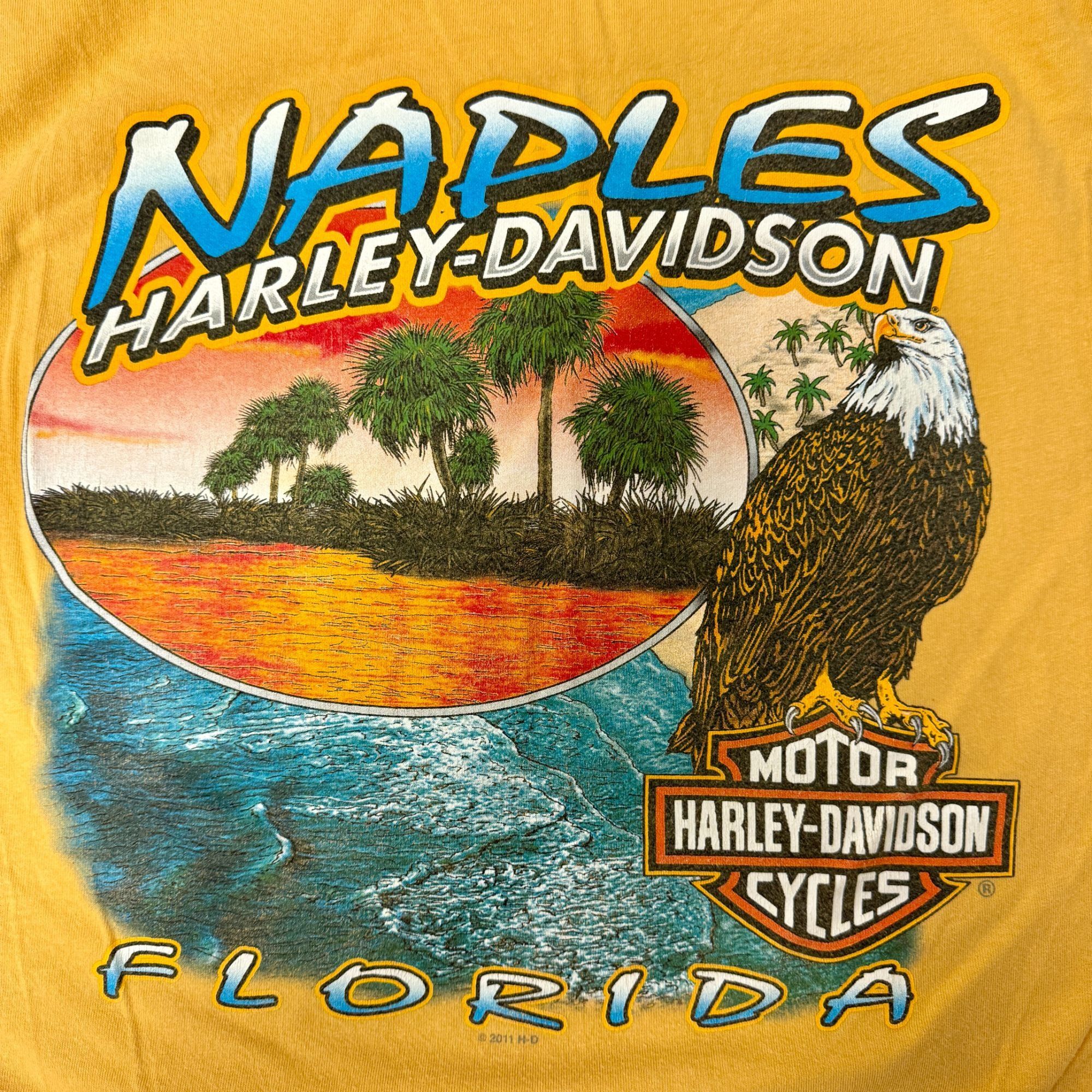 Harley Davidson Naples Fl SUNSET Bald EAGLE Motorcycle Beach Biker T Shirt Size US M / EU 48-50 / 2 - 1 Thumbnail