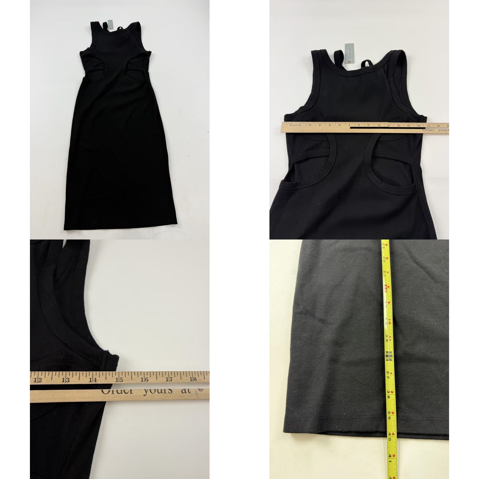 Vintage T.La Dress Womens PS Petite Black Tank Bodycon Midi Knit Stretch Casual Sleeve Dose Cut Out Size S / US 4 / IT 40 - 8 Thumbnail