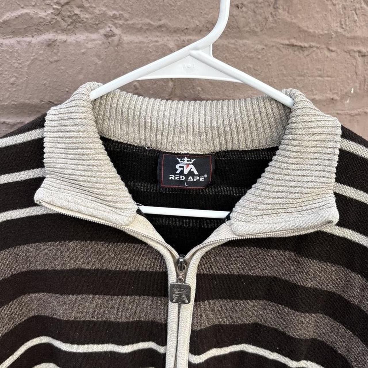 Vintage Y2K Early 2000s Red Ape Emo Brown Striped Zip Up Sweater Size US L / EU 52-54 / 3 - 3 Thumbnail