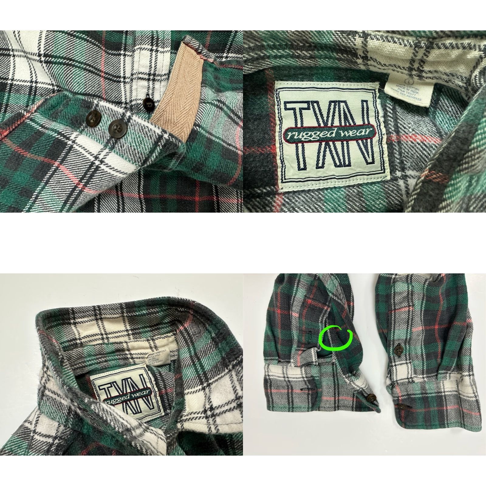 Vintage VINTAGE TXN Rugged Wear Shirt Men L Plaid Heavyweight Cotton Oversized 90s Green Button-Up Long Sleeve Collared Size US L / EU 52-54 / 3 - 9 Thumbnail