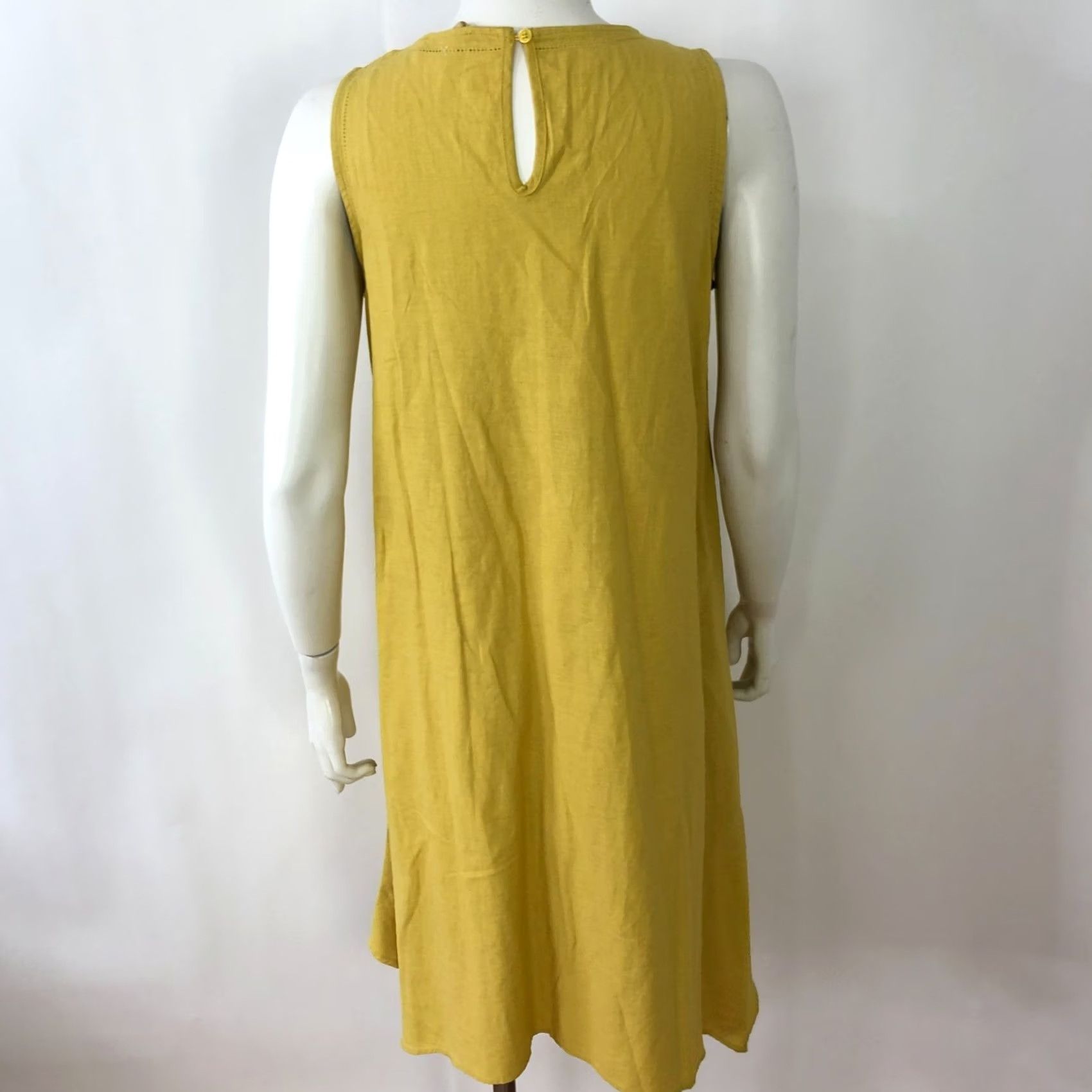 Cynthia Rowley Cynthia Rowley Mustard Yellow 100% Linen Sleeveless Knee Dress A-Line Shirt Womens S Vintage No Size S / US 4 / IT 40 - 3 Thumbnail